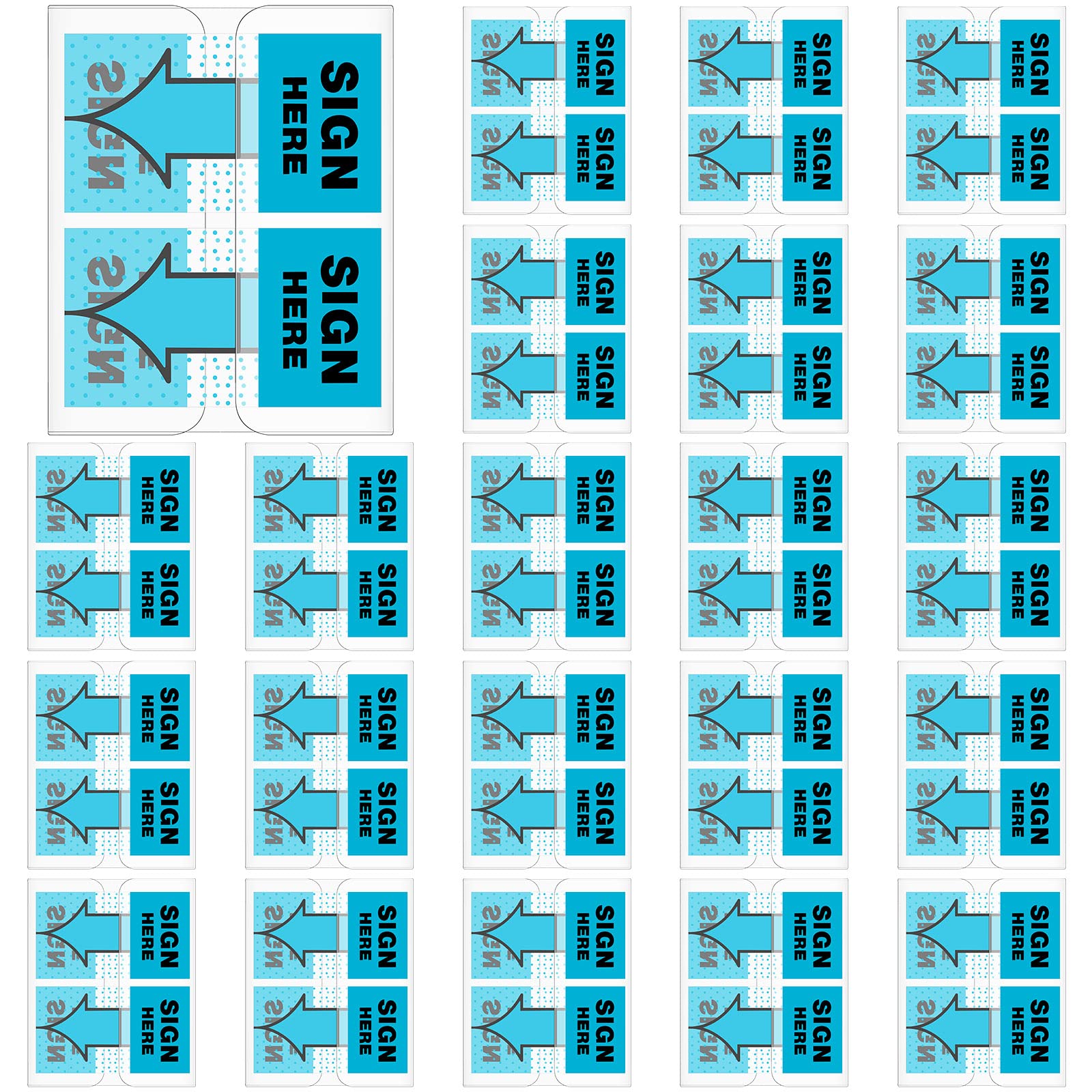 Jutom 25 Pack/ 1250 Pcs Sign Here Tabs 1 Inch Sign Here Post Stickers Flags Date Tabs Stickers with Dispenser Arrow Flag Easy to Post for Office Book