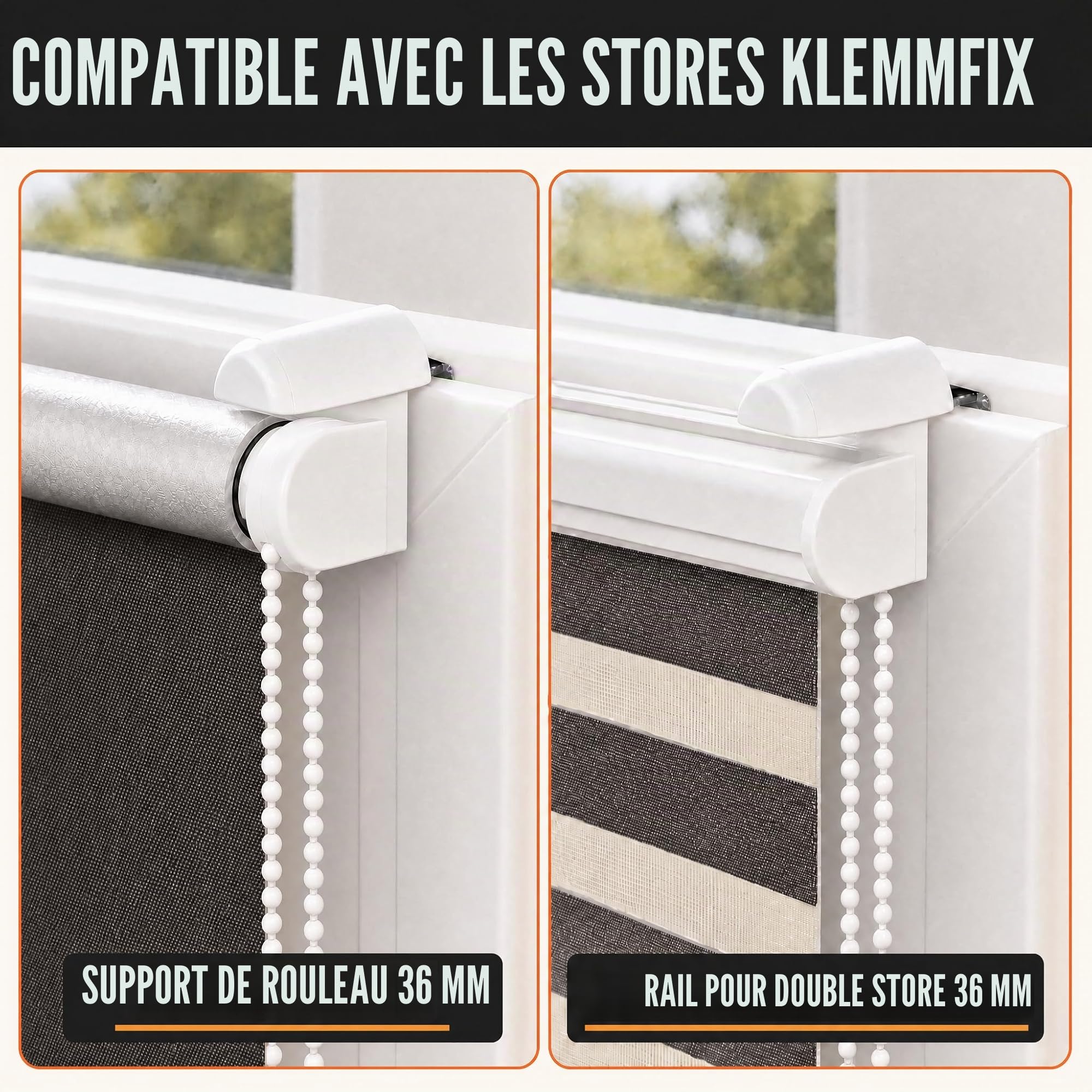Support Serrage Court avec Support métallique, pour Store Enrouleur Klemmfix/Double/Duo, sans perçage pour Le Serrage, 10 pièces, comme Accessoire Suspension, Fixation sur la fenêtre en PVC