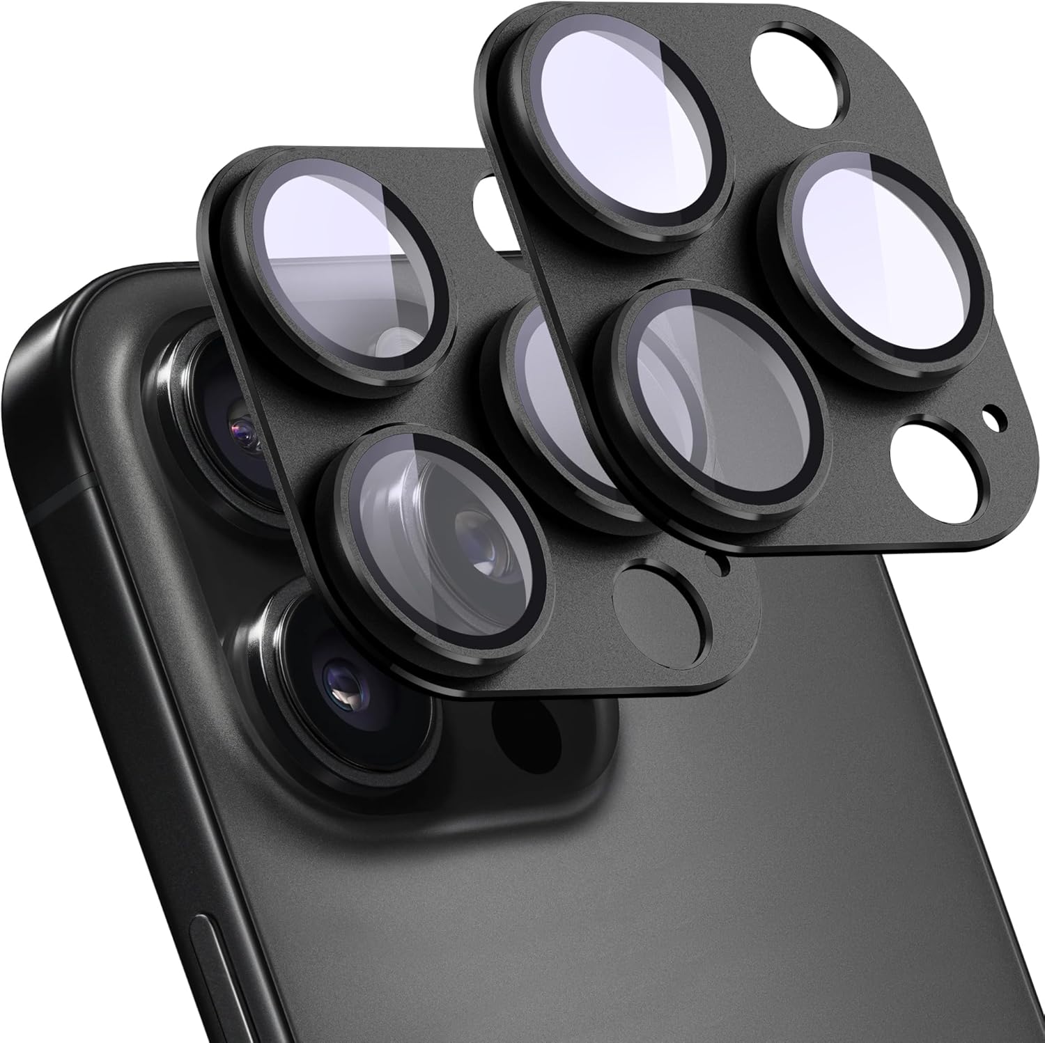 2 Pack Camera Lens Protector for iPhone 14 Pro/iPhone 14 Pro Max,[Not Easy to Breakn ] AR Tempered Glass Strong Adsorption Metal Camera Cover Screen-Black