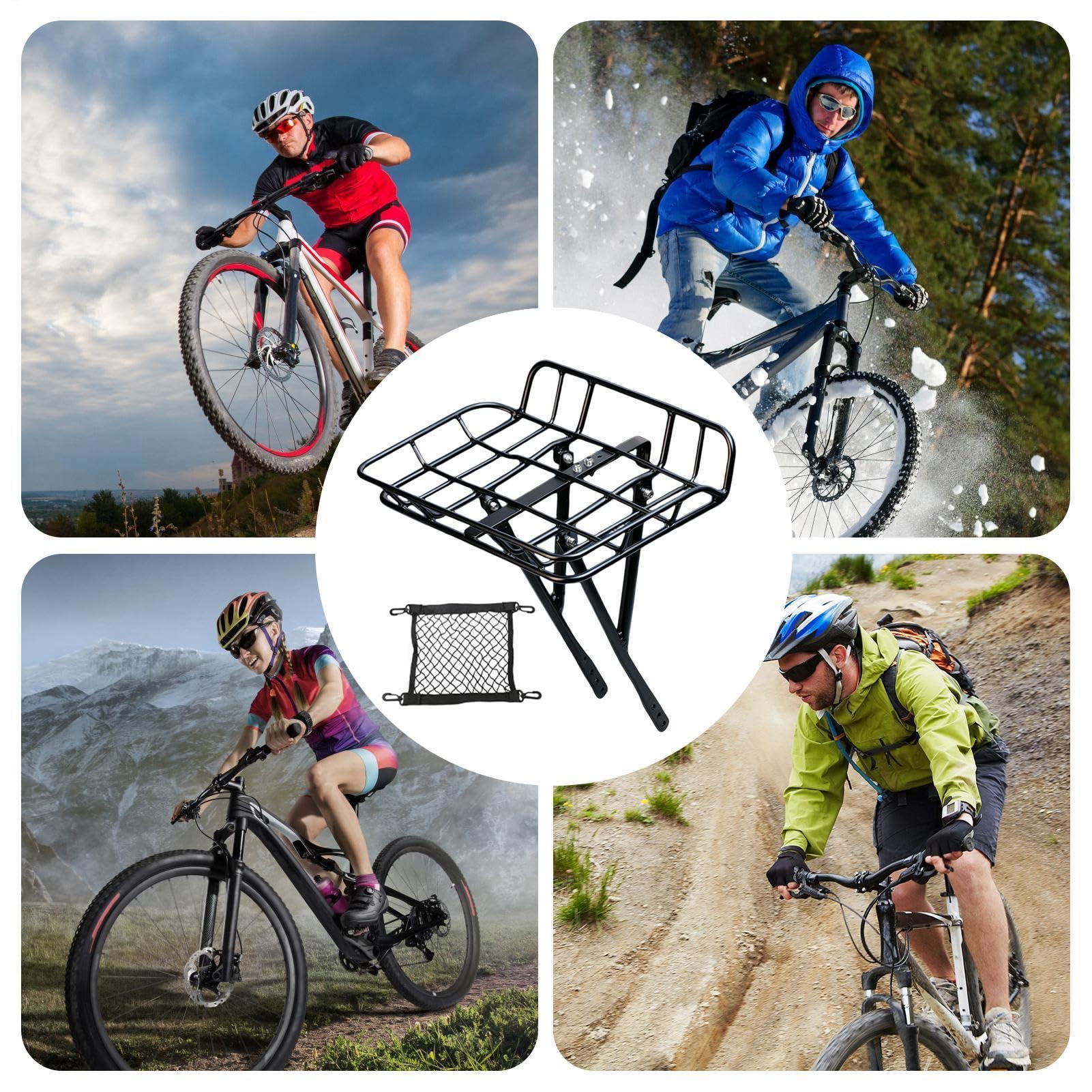 Przedni bagażnik rowerowy Heavy Duty Cargo Carrier | Przedni kosz rowerowy na wycieczki dojazdy do pracy w podróży na zewnątrz górska droga torba na zakupy