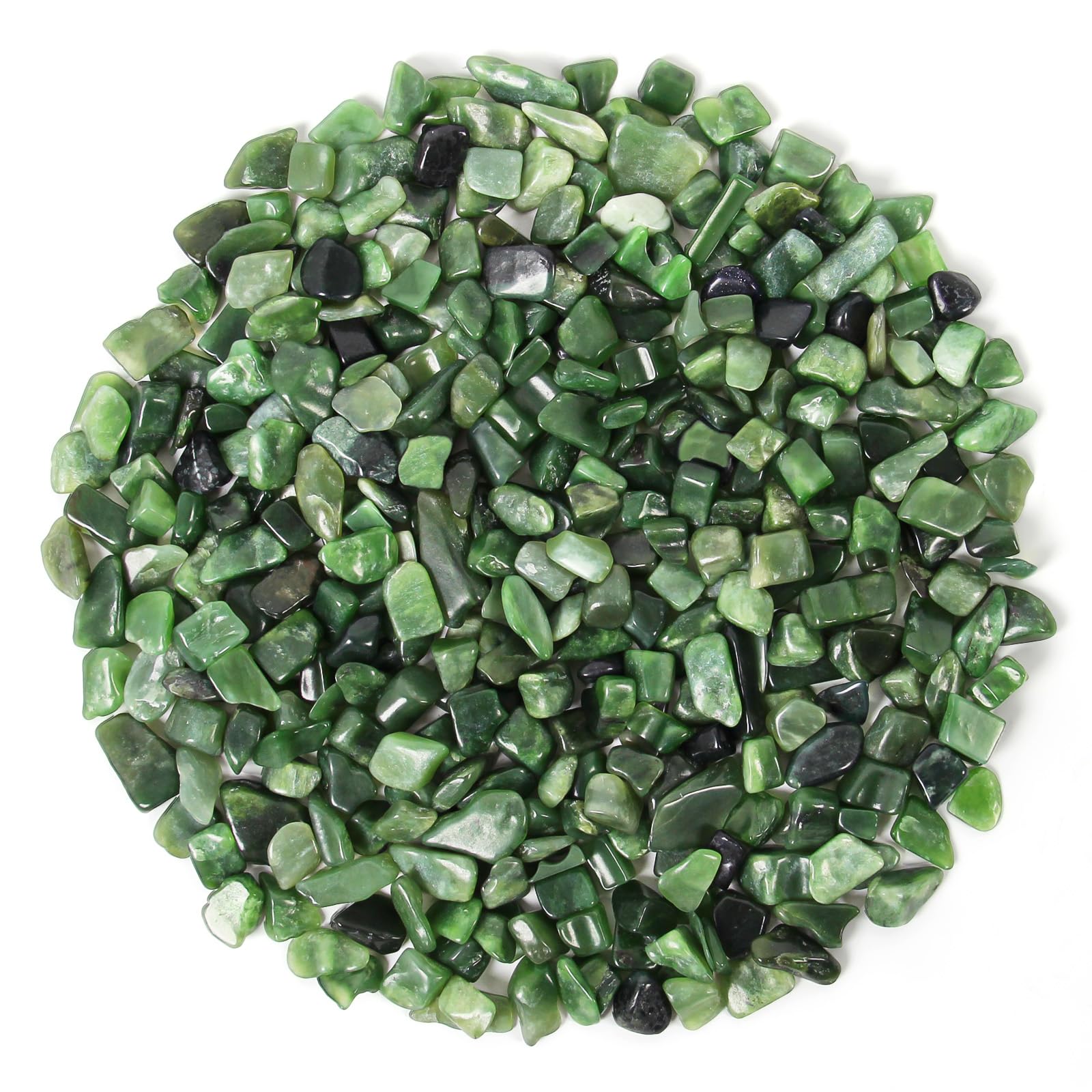 1.1lb Natural Crushed Green Jasper Crystal Chips Bulk