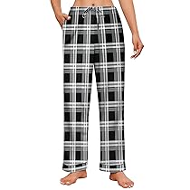 Ekouaer Pantaloni Pigiama Donna Morbido Pantaloni Tuta Donna Invernali Joggers con Tasche per Casa Gamba Larga Casual, Quadri neri M