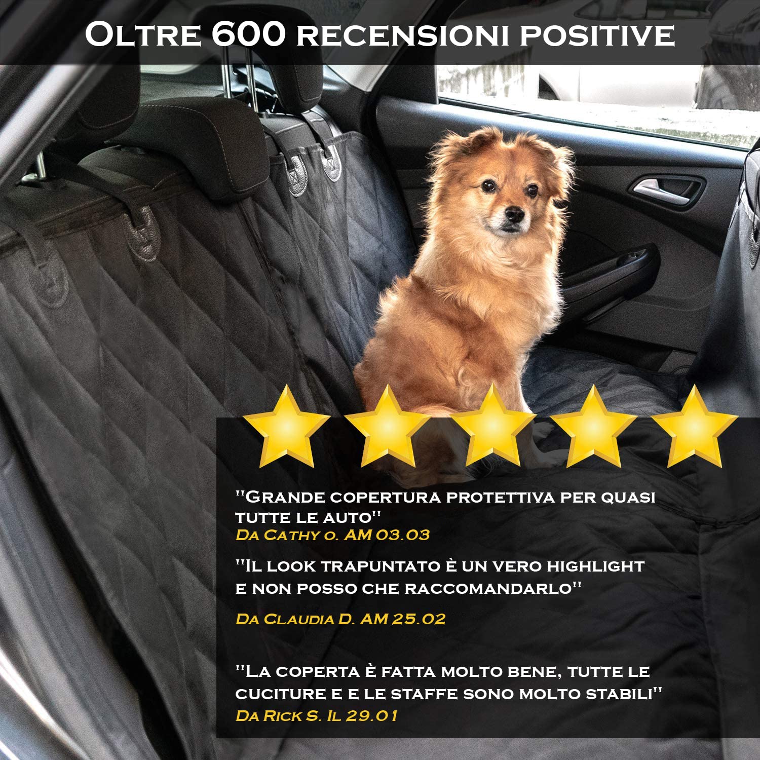 HELDENWERK Coperta protettiva per auto per cani, impermeabile e antigraffio, universale, per sedile posteriore dell'auto, con protezione laterale e finestra di visualizzazione, per cani e sedili