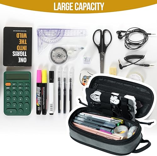 Miniatura 6 de OneTigris Estuche para lápices - Estuche para lápices para niños y niñas, suministros de oficina, papelería, organizador con cremallera,