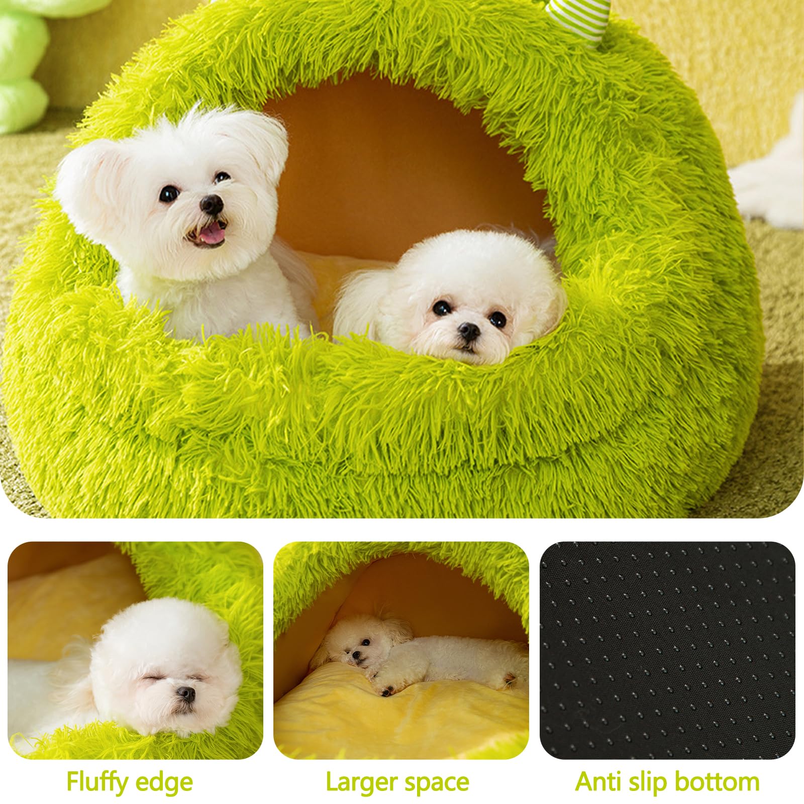 Galatée Katzenbett, Katzenbett Für Hauskatzen Mit Abnehmbarem, Waschbarem Kissen, Bequemes Haustierbett, rutschfeste Und Wasserabweisende Unterseite, Langlebiges, Flauschiges Hundebett(M, Grün)