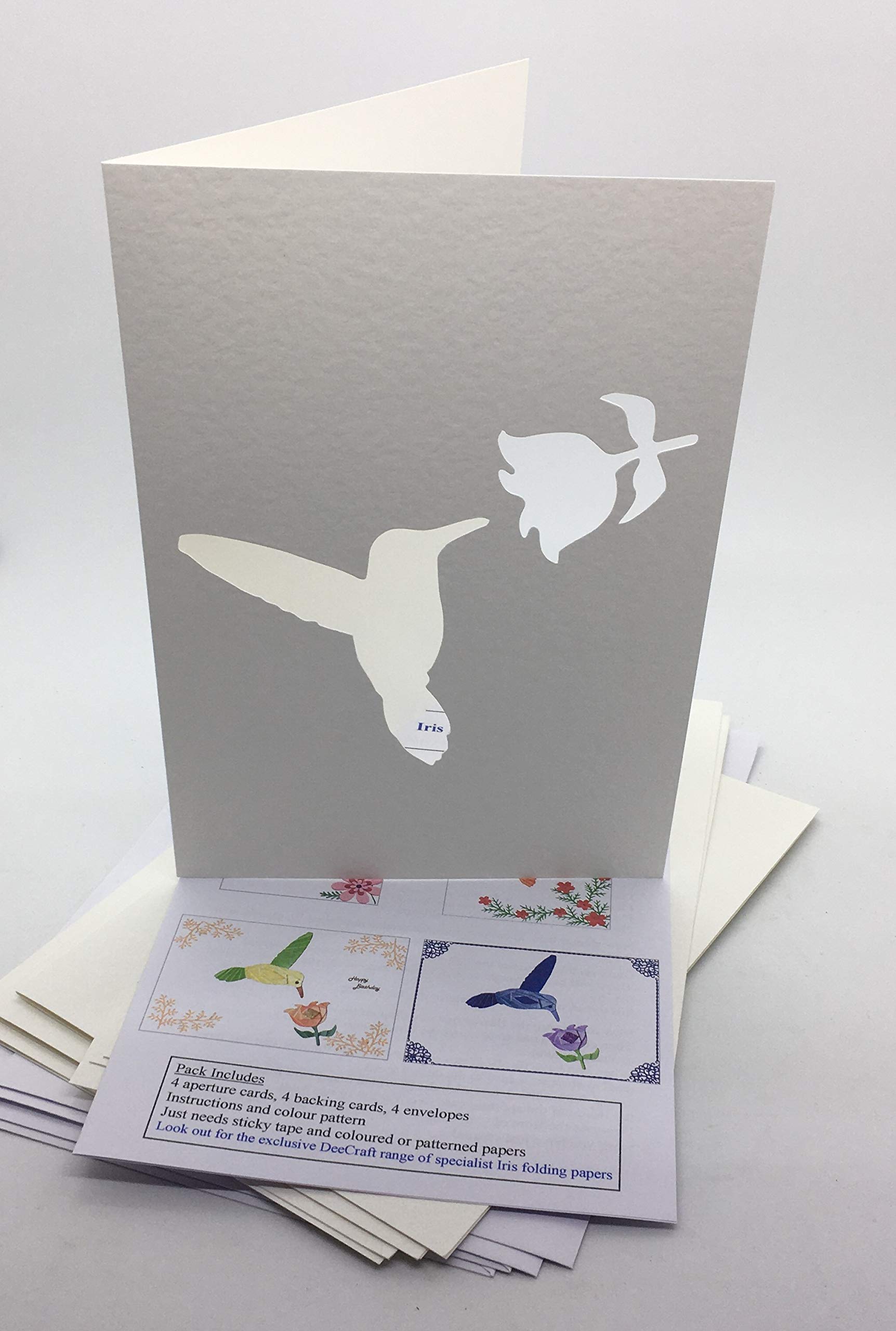 Iris Folding card pack HUMMING BIRD C5 size makes 4 cards