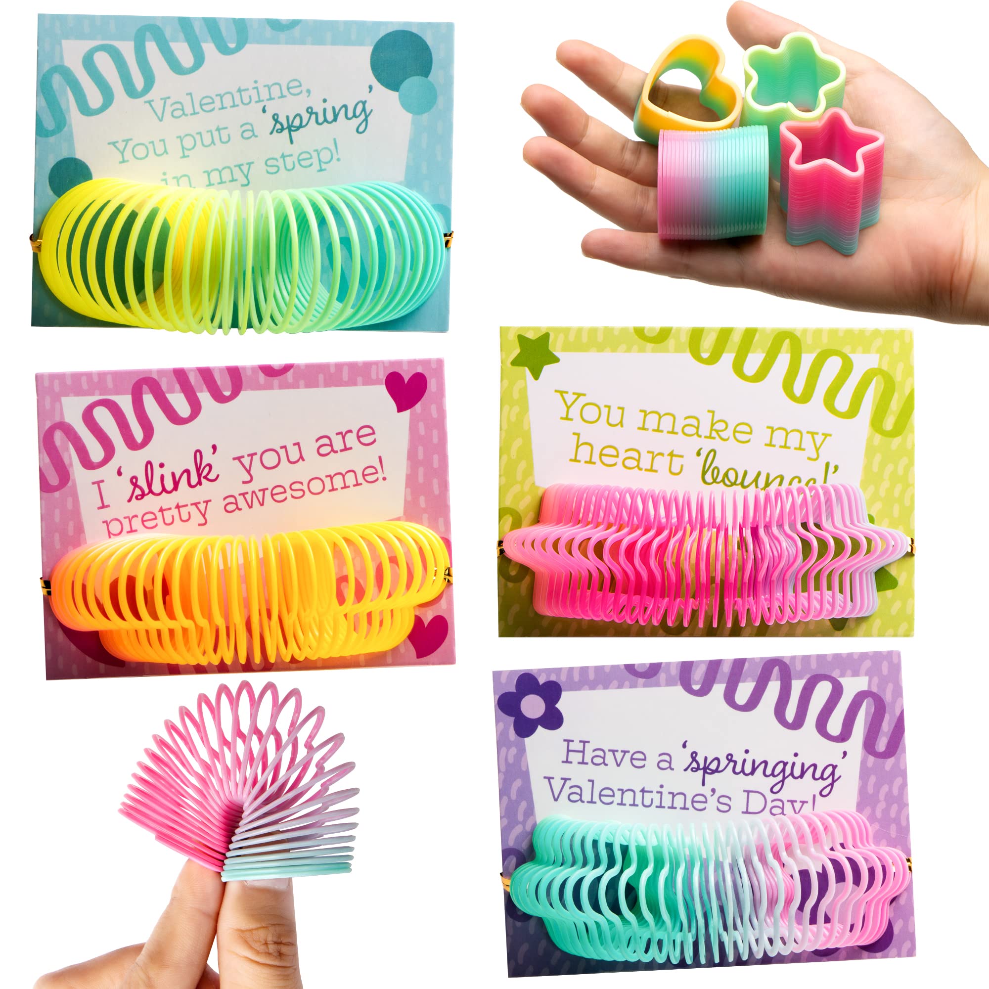 Amazon.com: JOYIN 28 Packs Rainbow Springs with Valentine's Day Cards,  Bright Colors Coil Spring Toy Bulk, Stress Relieving Slinky Toys for Kids  Birthday Gift, Game Prizes and Party Favors : Toys &