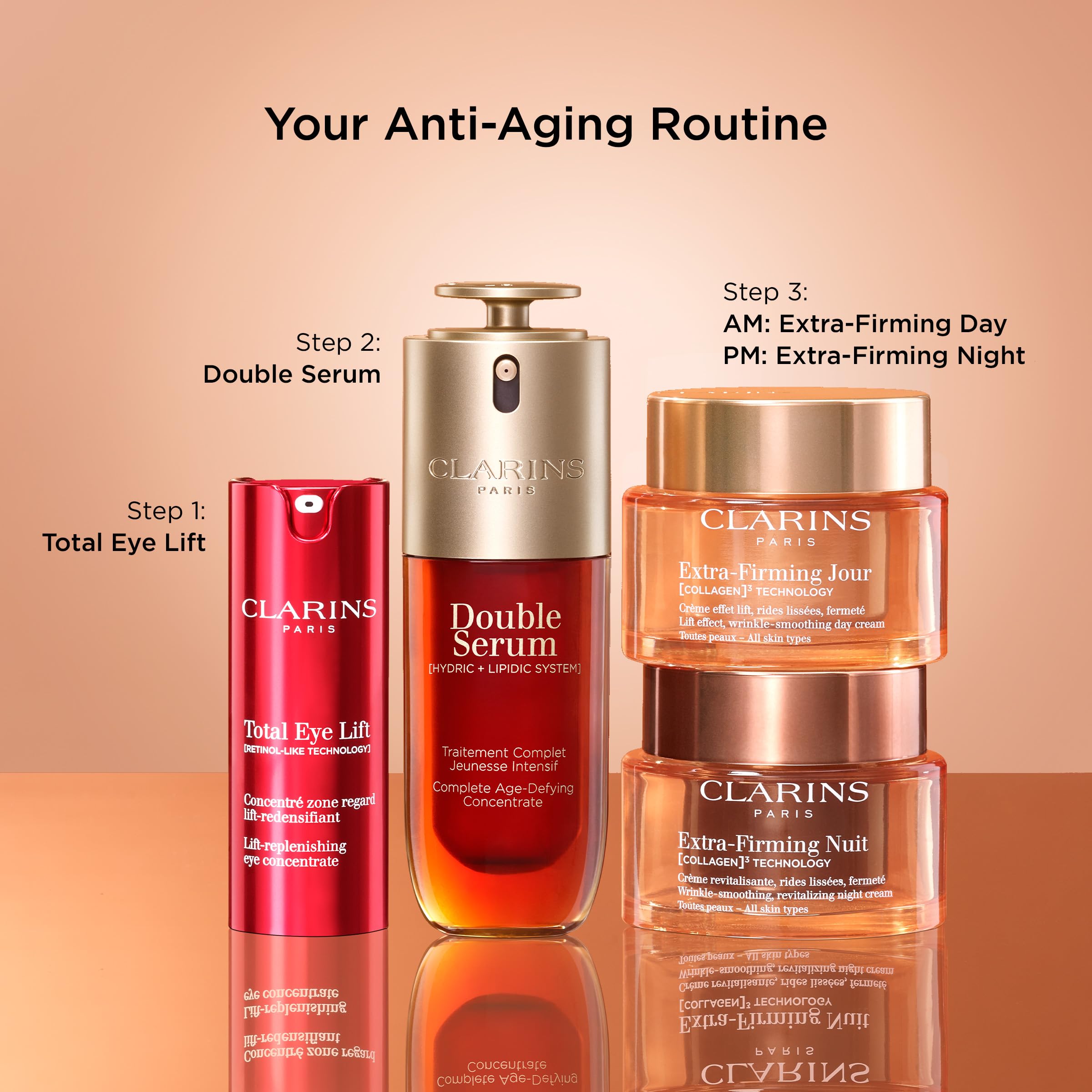 Clarins NEW Extra-Firming Day Moisturizer | Firming Anti Aging Face Cream | Contains Collagen Polypeptide & Niacinamide | Refillable | All Skin Types | 1.7 Ounces