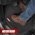Motor Trend FlexTough Tapis de plancher en caoutchouc noir avancé – 3 Coupe de pièce pour les tapis de sol pour les voitures camion SUV, Liners Automotive tout temps avec poignées de traction et lignes de trim multiples