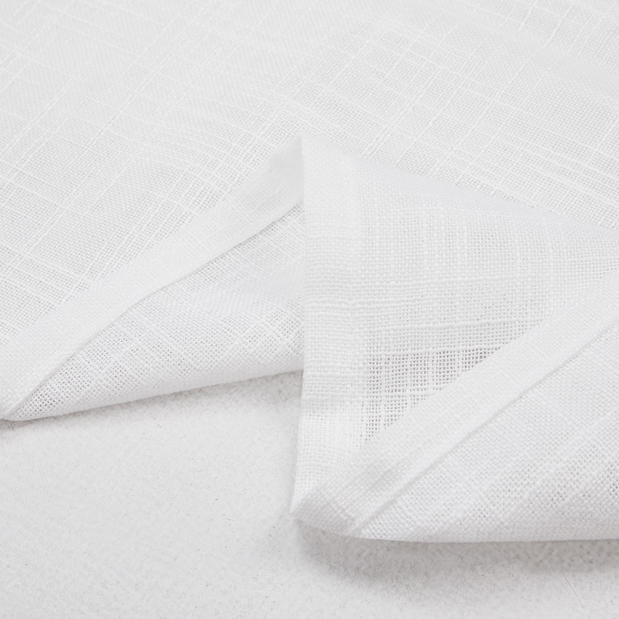 Deconovo Tende per Interni con Anelli, Tende Voile Semi-Trasparenti in Finto Lino 140x290 CM Bianco 2 Pezzi