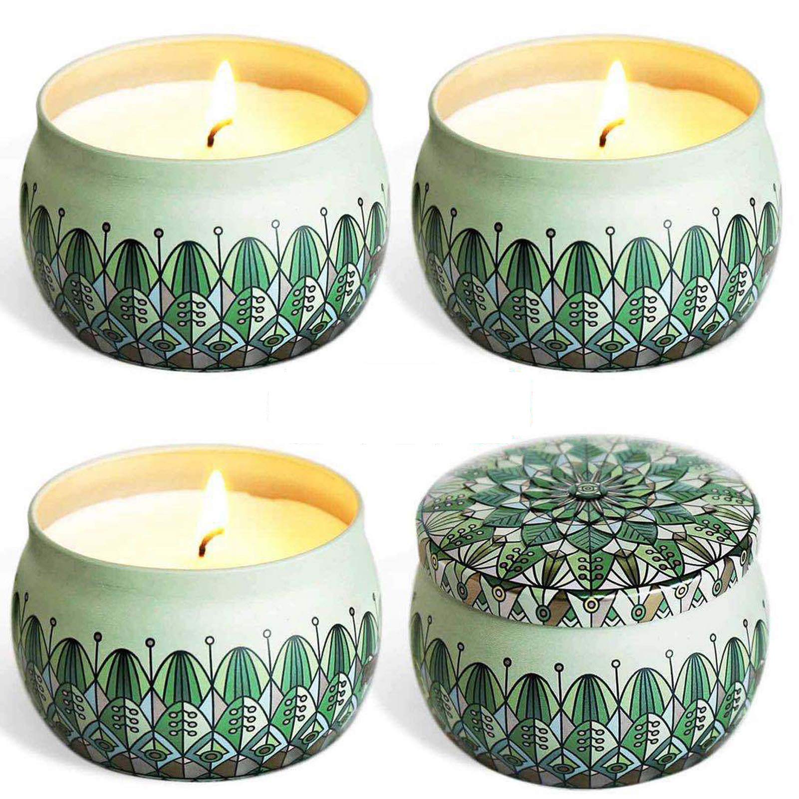 Natürliches Sojawachs Duftkerze Geschenkset, 4 Pack Aroma Blechkerzen, Muttertag Aromatherapie Kerze, Geburtstag Yoga Damen Geschenke