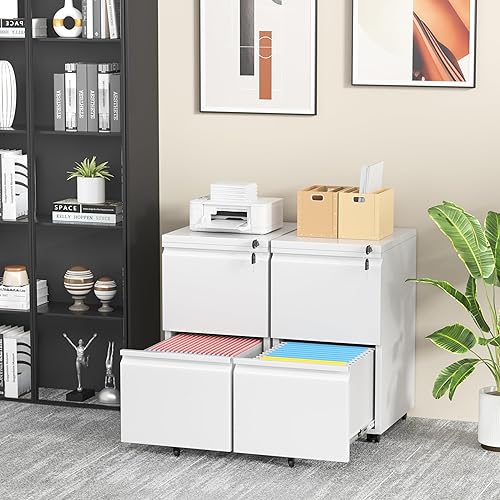 Vista 114 de INTERGREAT Archivador vertical de 4 cajones, archivador de metal negro con cerradura, armarios altos con cerradura con 4 marcos ajustables