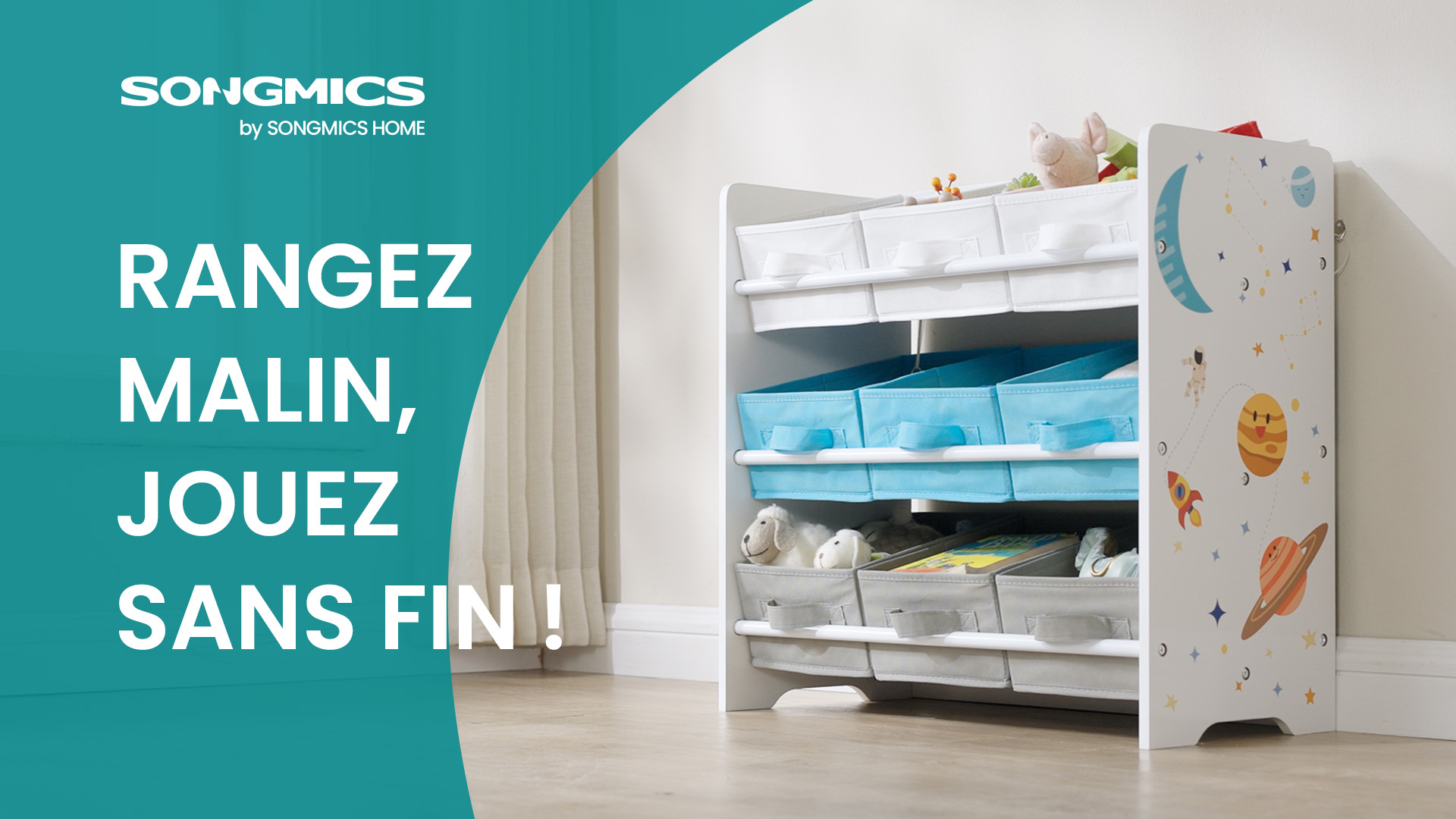 Etagère à Jouets Avec 6 Boîtes Amovibles En Tissu Non Tissé