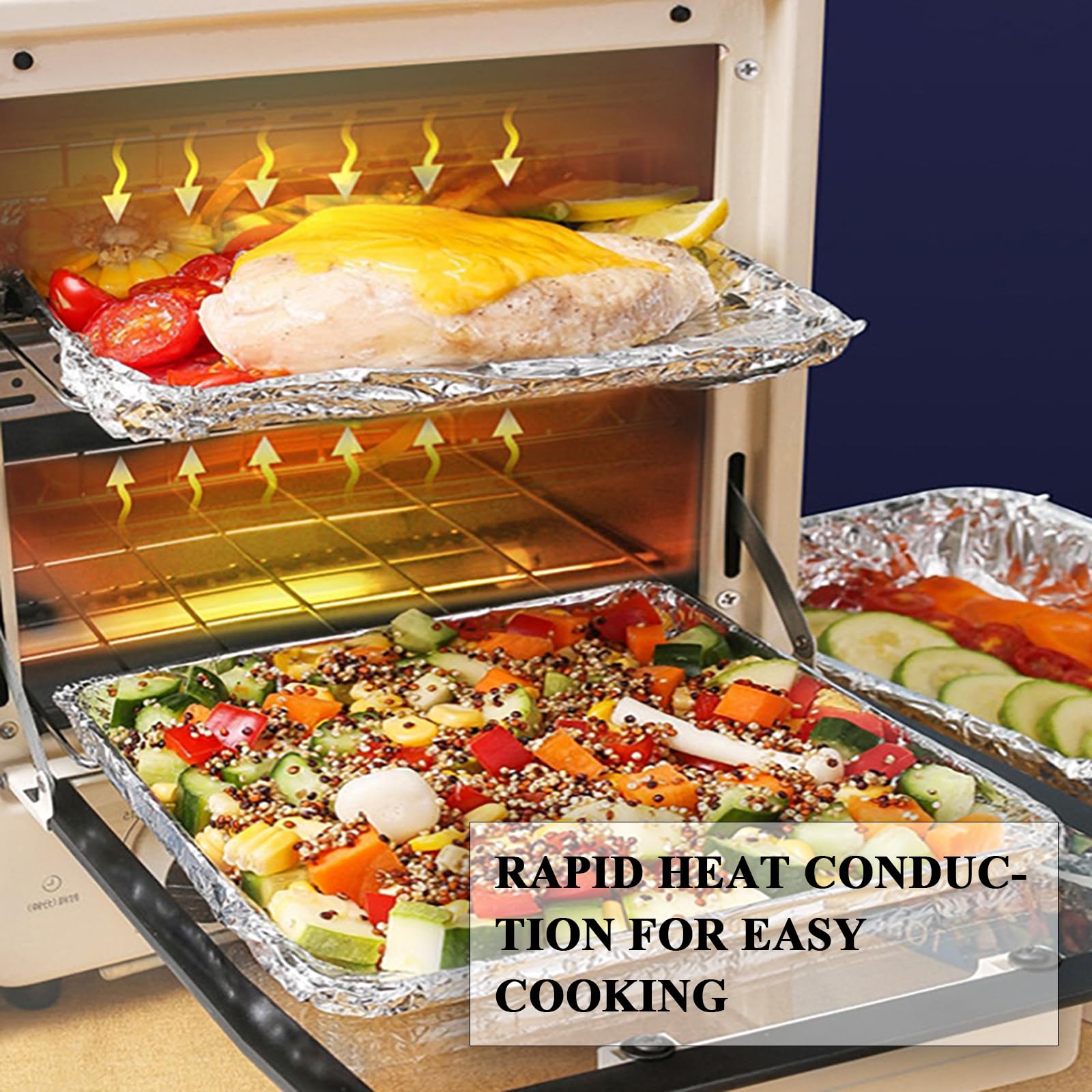 Papel de Aluminio para Alimentos, Hornear y Barbacoa – Conservación de Alimentos Frescos, Apto para Congelador y Parrilla – Ideal para Paquetes de Aluminio y Cocina Casera, Fácil (Size:38CM*20μm*150M)