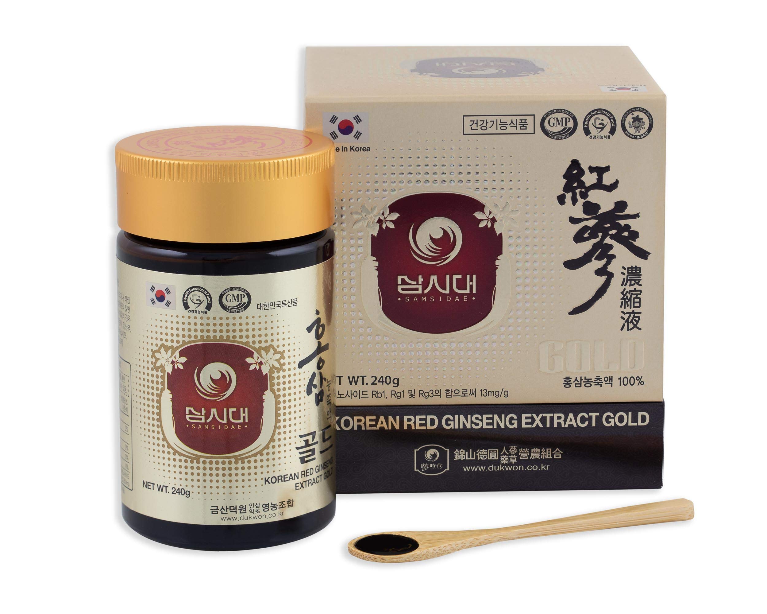 SAMSIDAE - Extracto Gold de Ginseng Rojo Coreano, Máxima Concentración en Ginsenósidos 13 mg/g, Raíces de 6 Años, 8 Meses, 240g