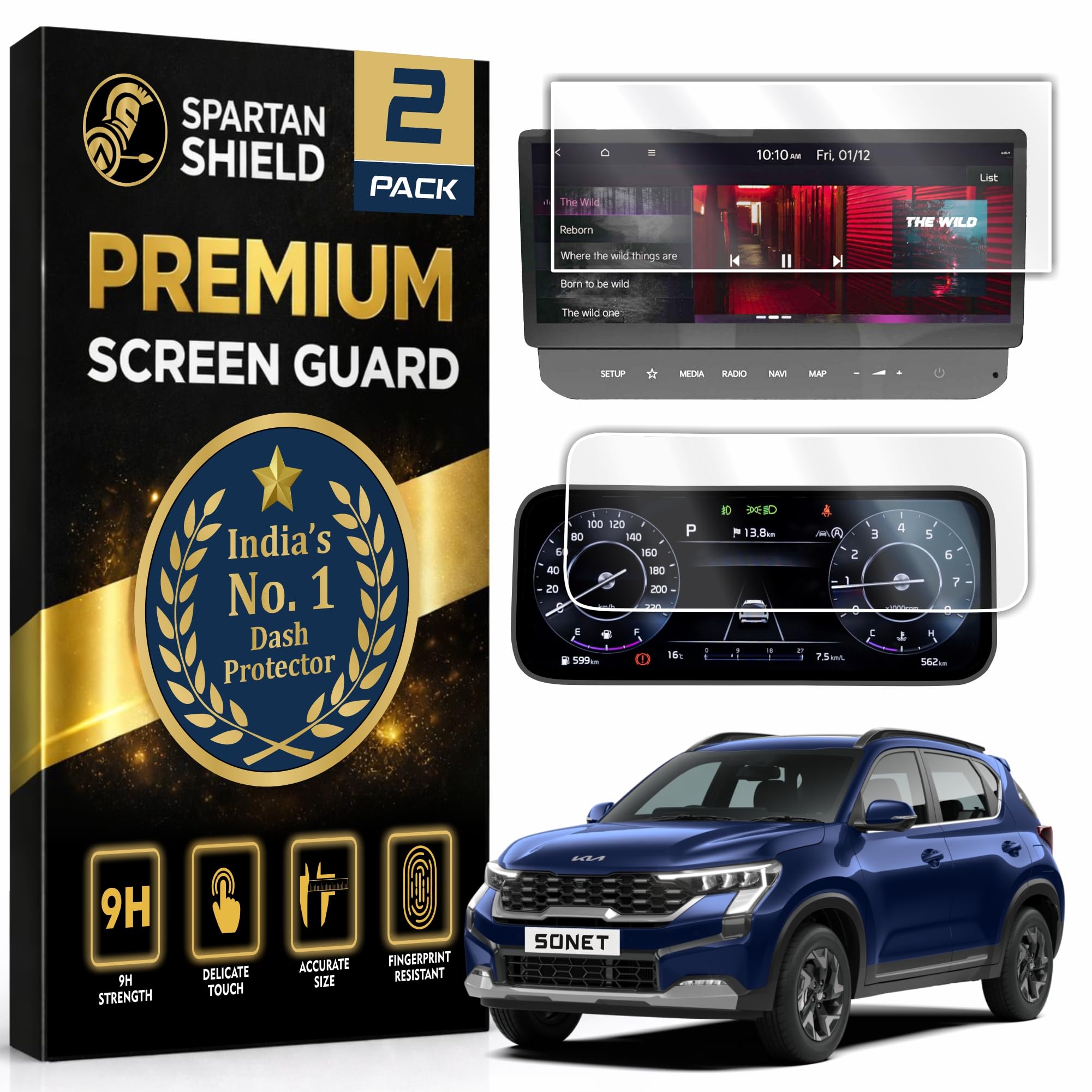 [2 PACK] Screen Guard For KIA SONET 2026 [2024 - Running] || 10-inch INFOTAINMENT + 10.25 Inch Instrument Cluster Protector || Precision Fit For HTX+ / GTX Plus / X-Line TouchScreen Display || Anti Scratch & Water Repellant || With Complimentary Installation Kit || Bubble Free Application || Sonet 2025 Car Stereo Accessories [Not Tempered Glass]-picture-26