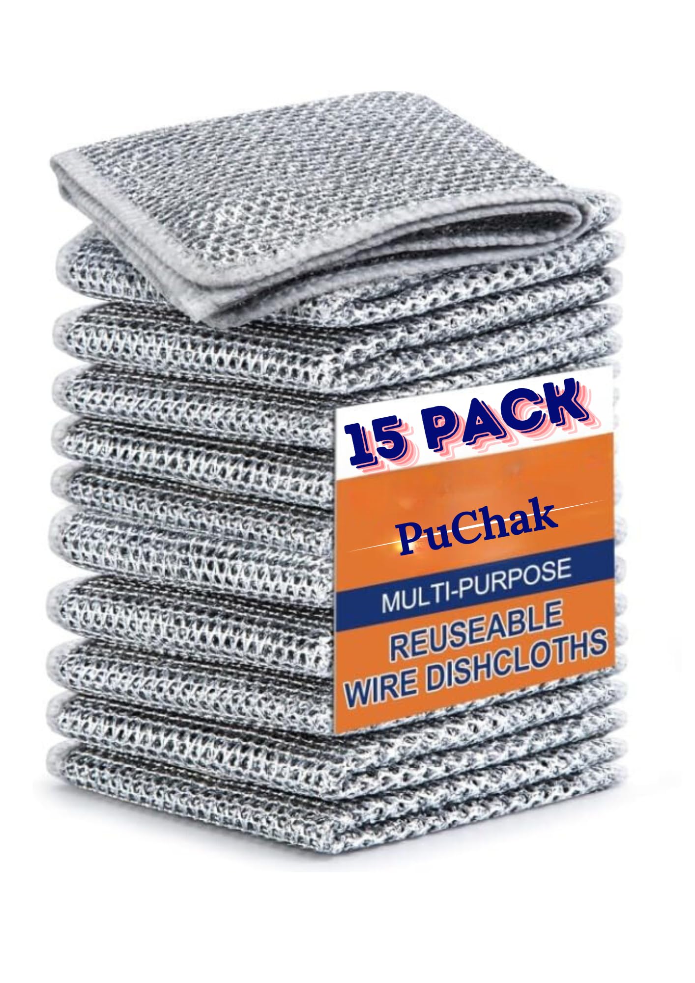 PuChak Non Scratch Dish Wash Cloth, Multipurpose Wire Dishwash Cloth, Dish Cloth Rags for Washing Dishes, Sinks, Counters, Easy Wet and Dry Cleaning, Machine Washable (15) (B0DH2KKYRQ) Amazon Price History, Amazon Price Tracker