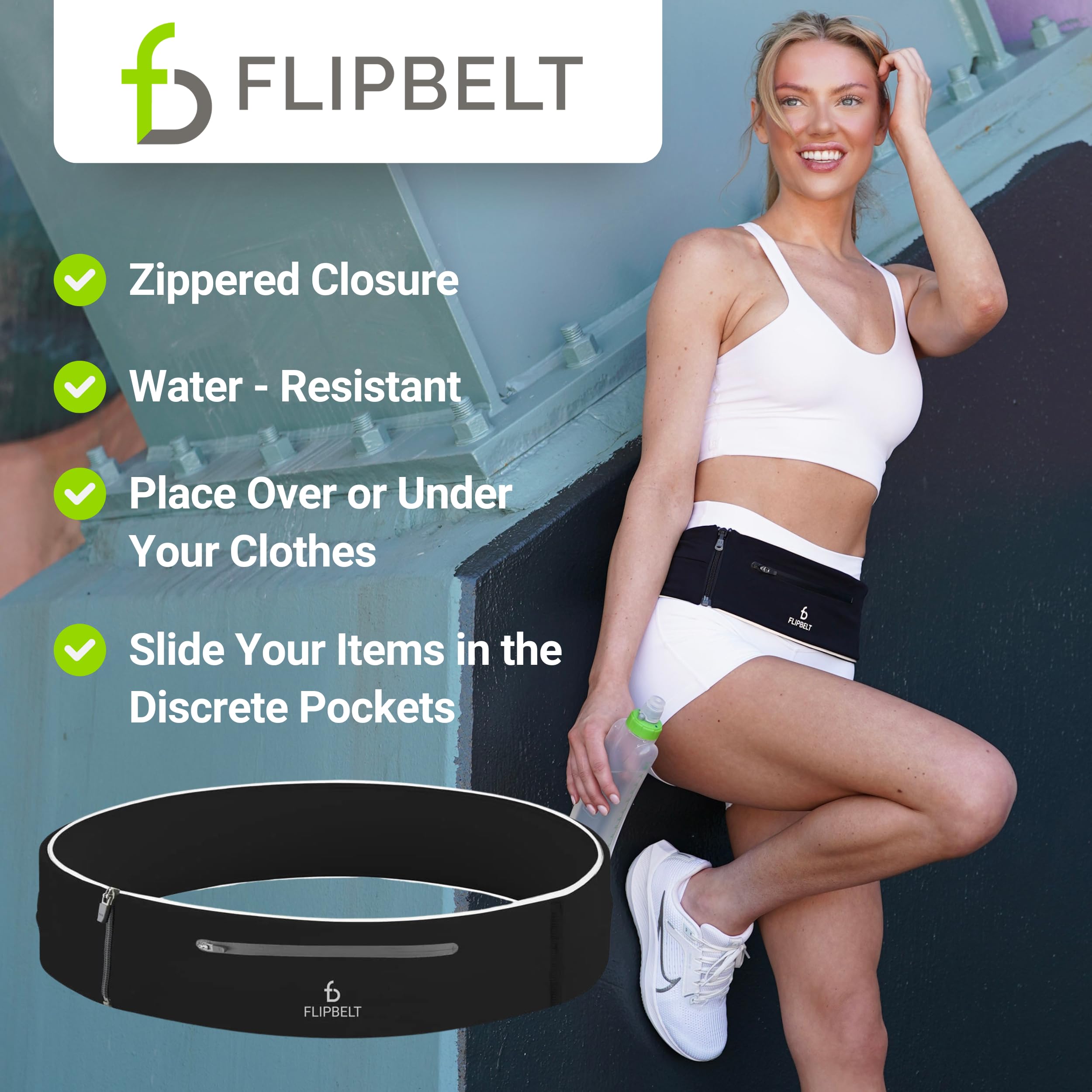 FlipBelt Elite - Ceinture Tubulaire légère pour téléphone et Course à Pied, Entreprise américaine