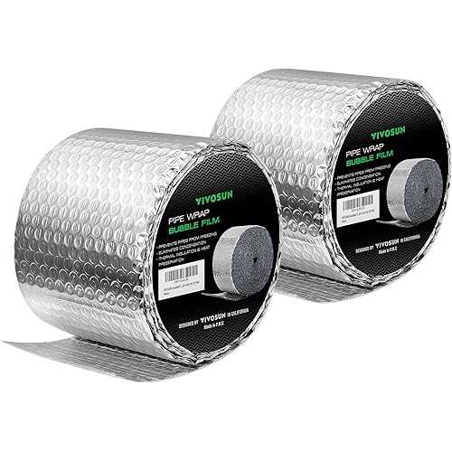 VIVOSUN 2-Pack Double Bubble Foil Insulation Roll, 6" x 25 ft Reflective HVAC Pipe & Duct Wrap, Weatherproof Thermal Insulation for Attics, Windows, Garages