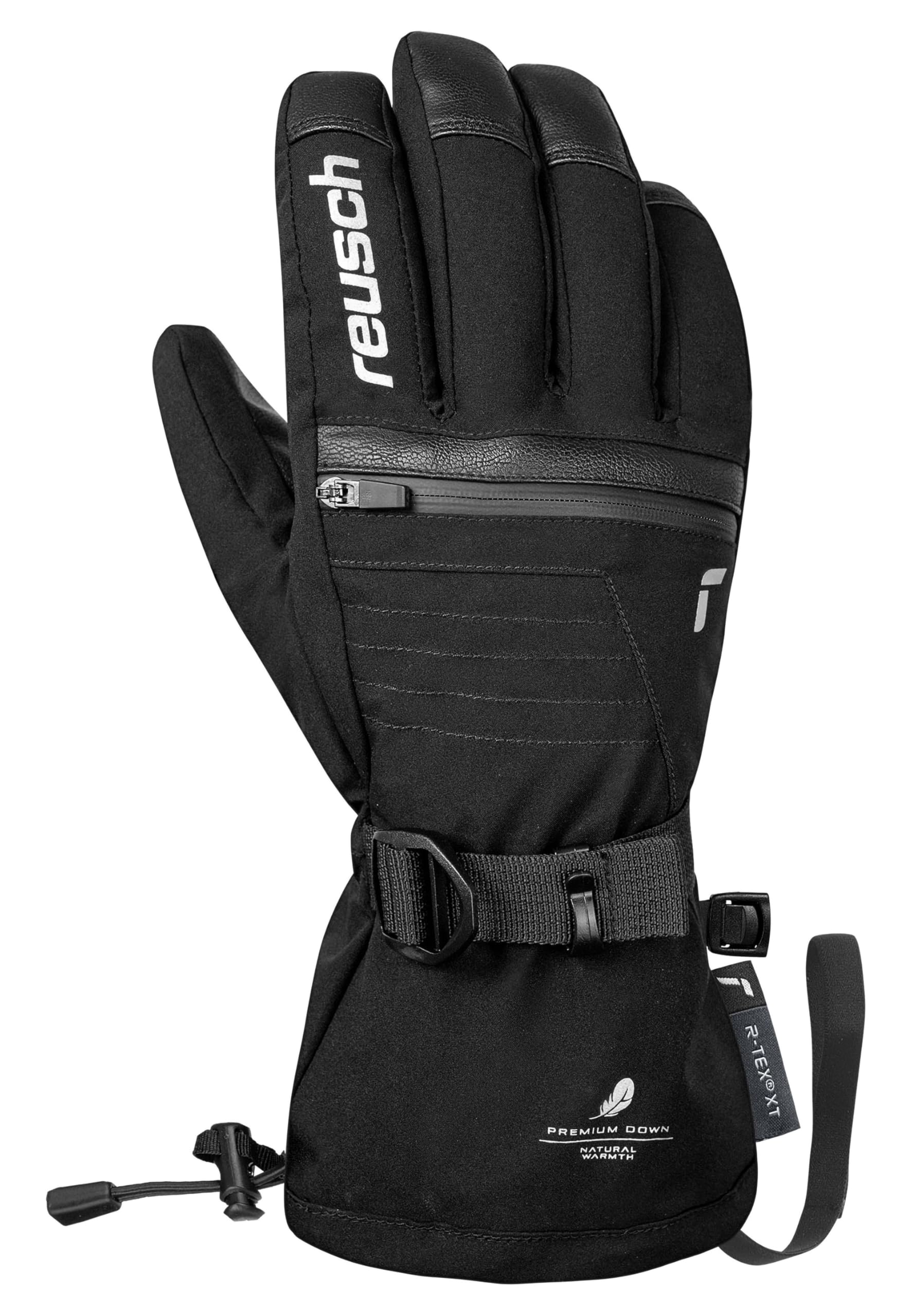 Reusch Lando R-TEX XT Gants de Ski Unisexes, imperméables, Coupe-Vent, Respirants, Isolation en Duvet véritable, Cuir végétalien, Softshell, Doublure SoftPlush, Manchette en Poudre, Poche chauffante