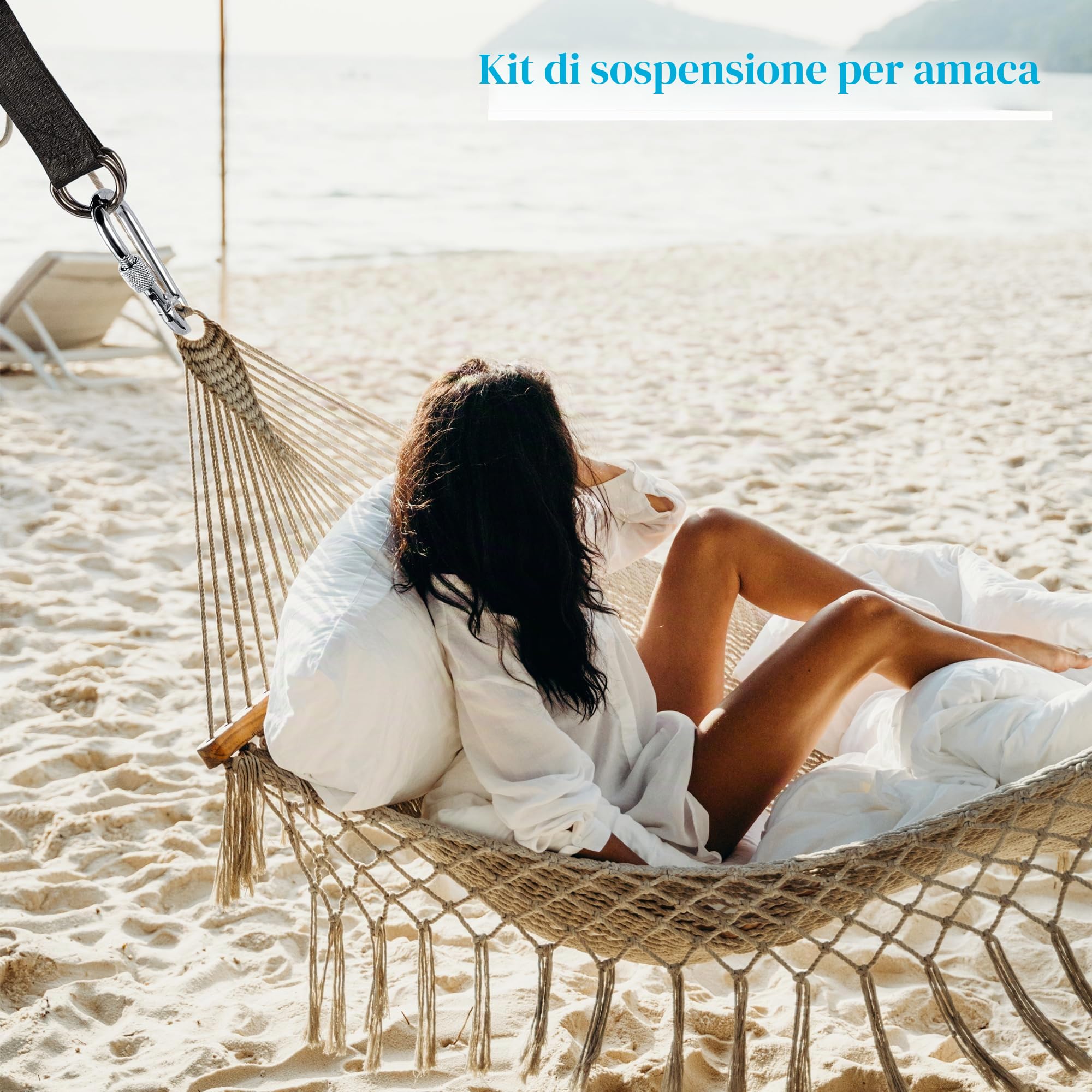 CiciIng Fissaggio per Altalena, Fissaggio per Amaca, 2 x 29 cm, Cinghie per Amaca con 2 moschettoni e Anelli a D, Cinghie in Poliestere per Altalena d'albero