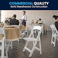 Vista 6 de Flash Furniture HERCULES Series - Silla plegable de madera blanca con asiento acolchado de vinilo