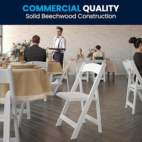 Miniatura 6 de Flash Furniture HERCULES Series - Silla plegable de madera blanca con asiento acolchado de vinilo