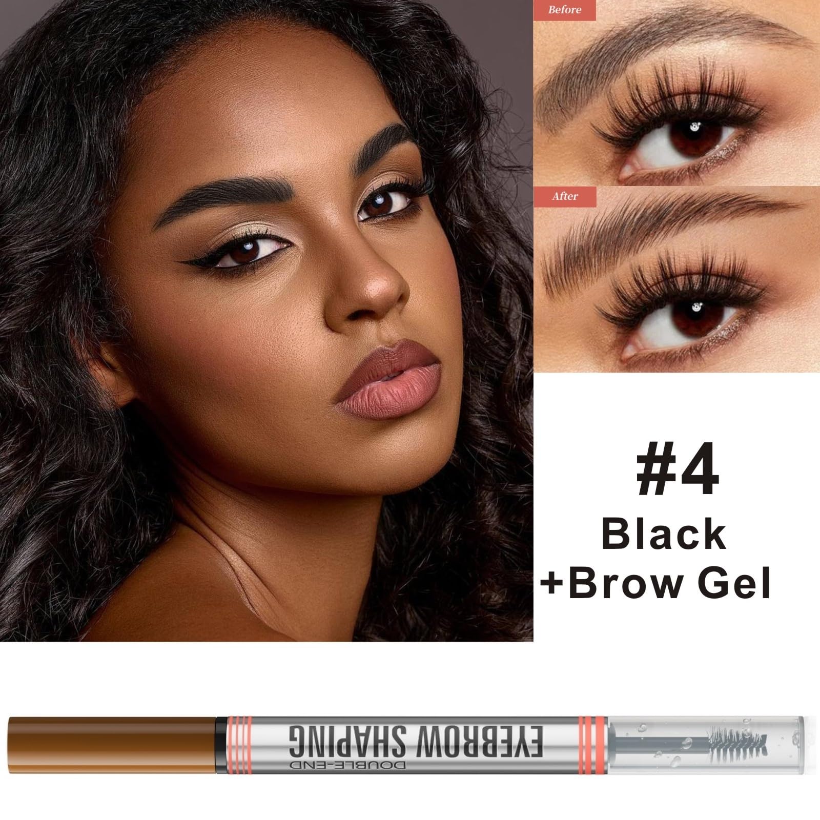Magic Microblading 2 in 1 Waterproof Eyebrow Pencil & Sealing Gel, 3D Makeup Fine Stroke 4 Fork Tip Brow Pencils - Image 2
