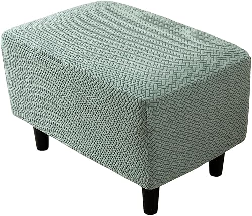 Vista 17 de Eco-Ancheng - Funda otomana elástica rectangular para almacenamiento, funda para taburete con reposapiés, cubiertas para taburete otomano con parte