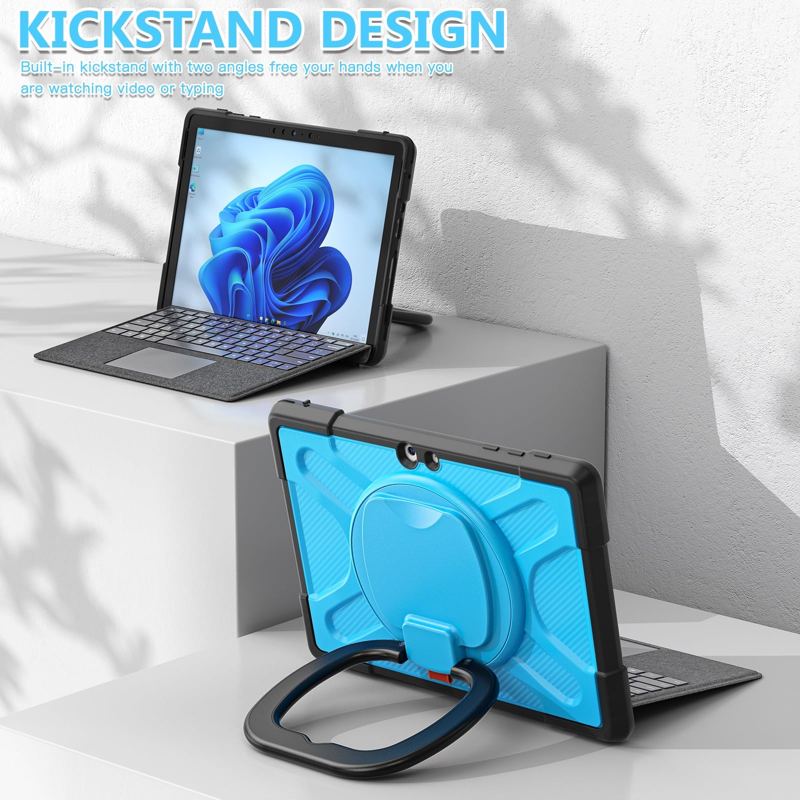 Pełne etui ochronne Kompatybilny z Microsoft Surface Go 4/ Surface Go 3/ Surface Go 2/ Surface Go 1 10,5-calowy pokrowiec Kompatybilny z klawiaturą Type Cover z podstawką, odporny na wstrząsy, wytrzym