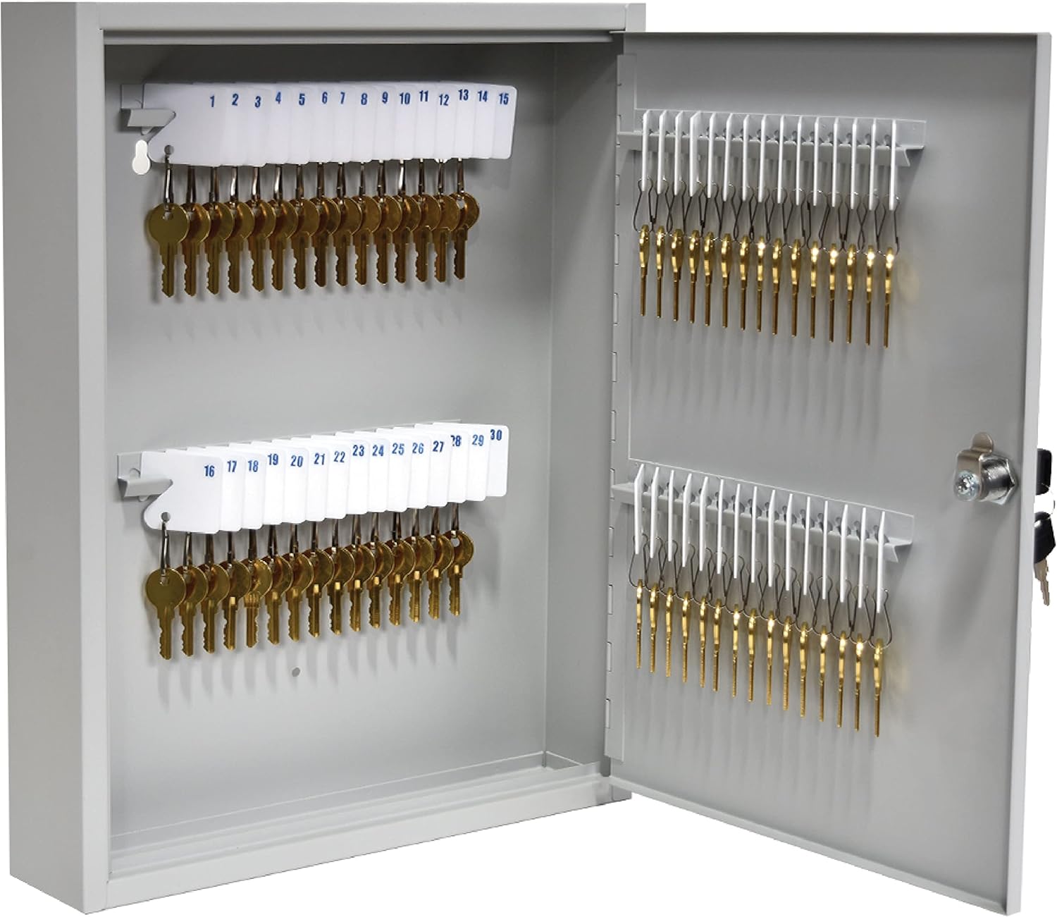 BankSupplies Fort Knox Key Holder Cabinet - 60-Key Cabinet - 60 Easy-to-Write-On Key Tags - Piano Hinged Door - Standard Keyed Lock - Steel Construction - Key Lock Box