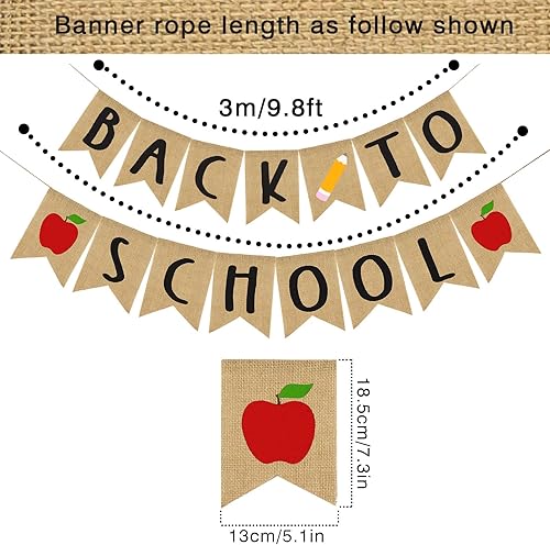 Miniatura 2 de AnyDesign Cartel de regreso a clases, 2 paquetes, premontado, arpillera rústica, 118 pulgadas, color negro