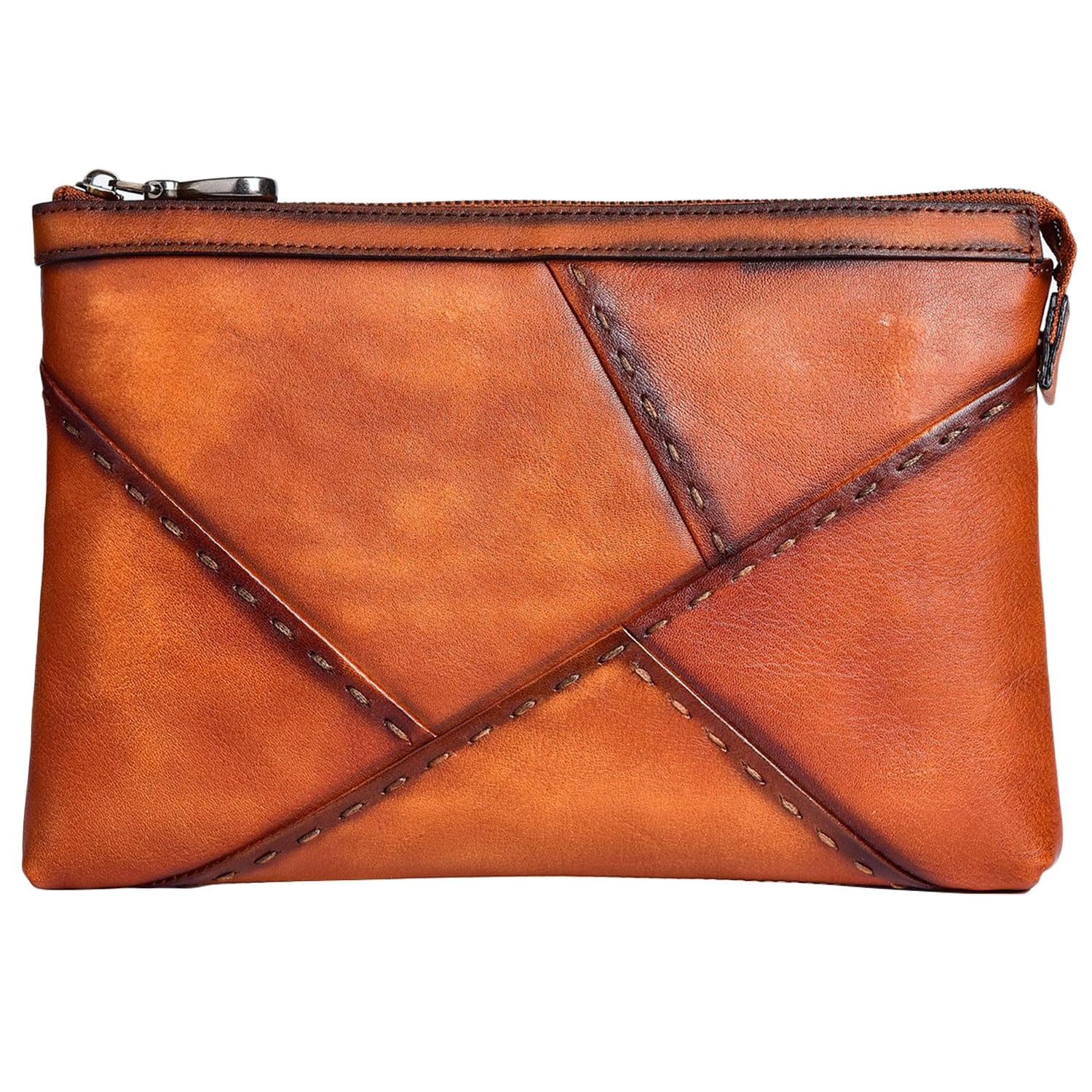 Pochette Grande da Uomo, Borsa a Mano in Pelle Bovina Conciata al Vegetale, Borsellino Business Formale, Borsetta Versatile Moda Portafoglio Documento