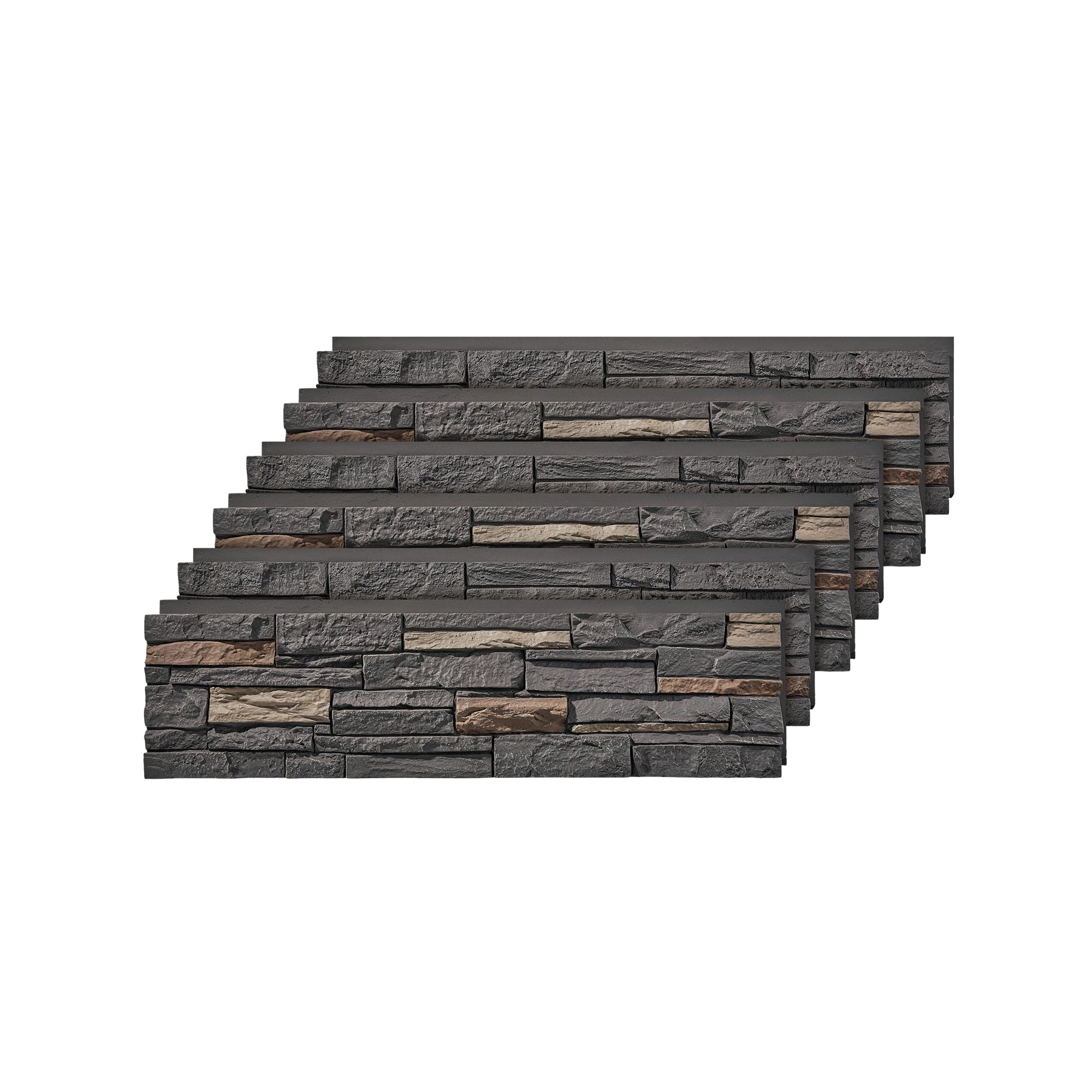 WallWell 6-Pack Faux Stone Panels Iron Gray