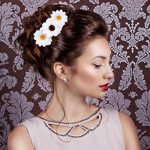 Miniatura 5 de Janinka 200 piezas de mini cabezas de flores de tela, margaritas, flores de seda, cabezas de girasol de imitación para álbumes de recortes, adornos