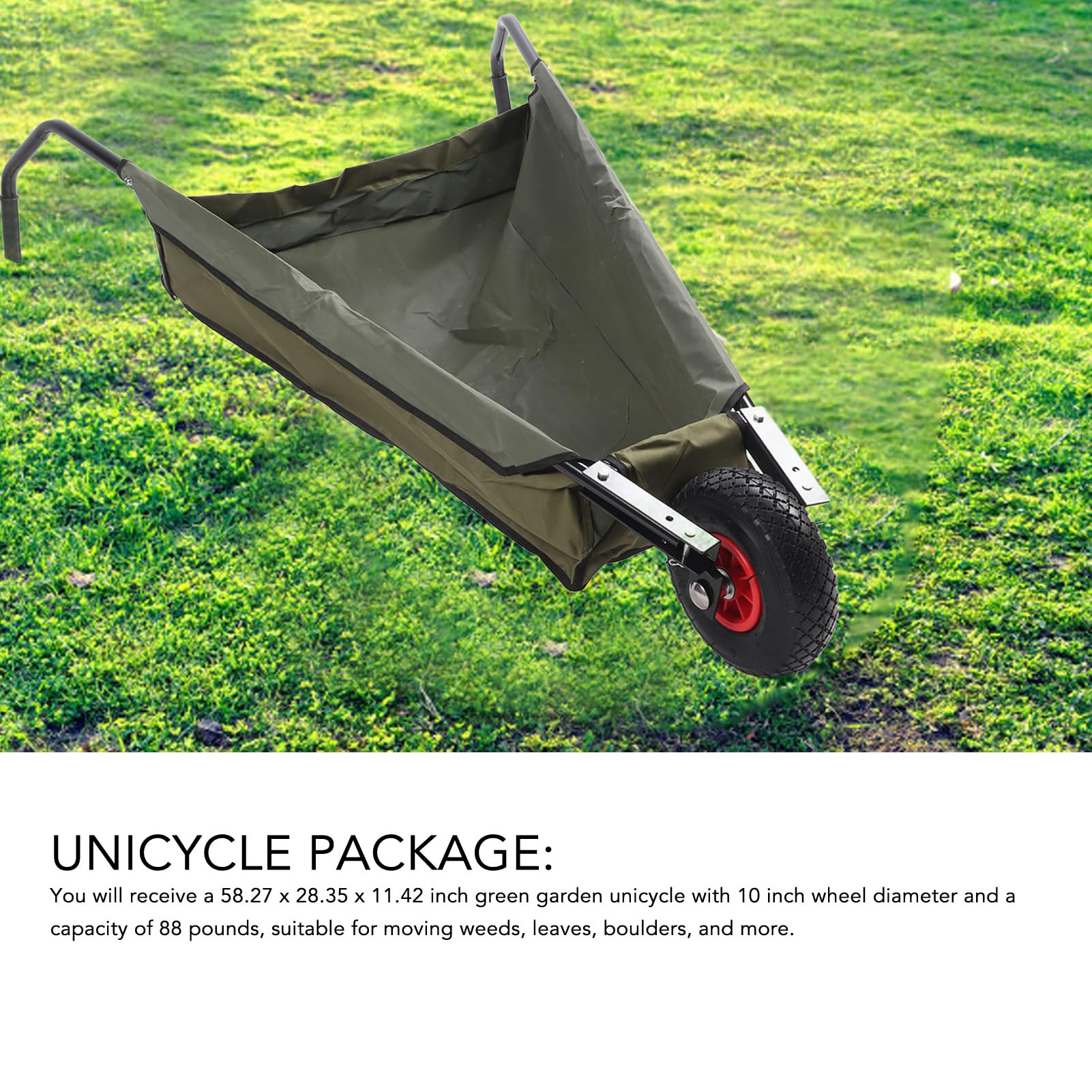 SIXRUN Klappbare Gartenschubkarre, Robuster, Zusammenklappbarer Gartenwagen für die Rasenpflege, 148 X 71 X 29 cm, Oxford-Stoff