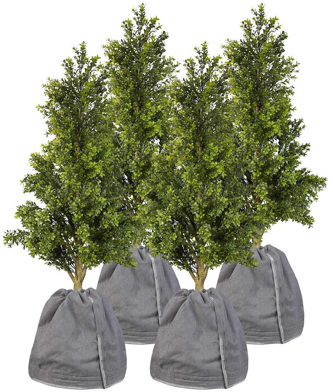 Royal Gardineer Topfabdeckung: 4er-Set XL-Thermo-Topfschutz für Pflanzen, 70x65cm, Drainage,anthrazit (Kälteschutzvliese, Winterschutz Hauben, Gewächshaus)