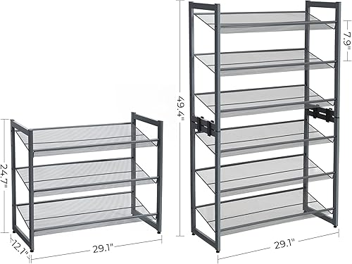 Miniatura 40 de SONGMICS Zapatero, organizador de zapatos de 5 niveles, almacenamiento de zapatos de metal para garaje, estante apilable para zapatos, con estantes
