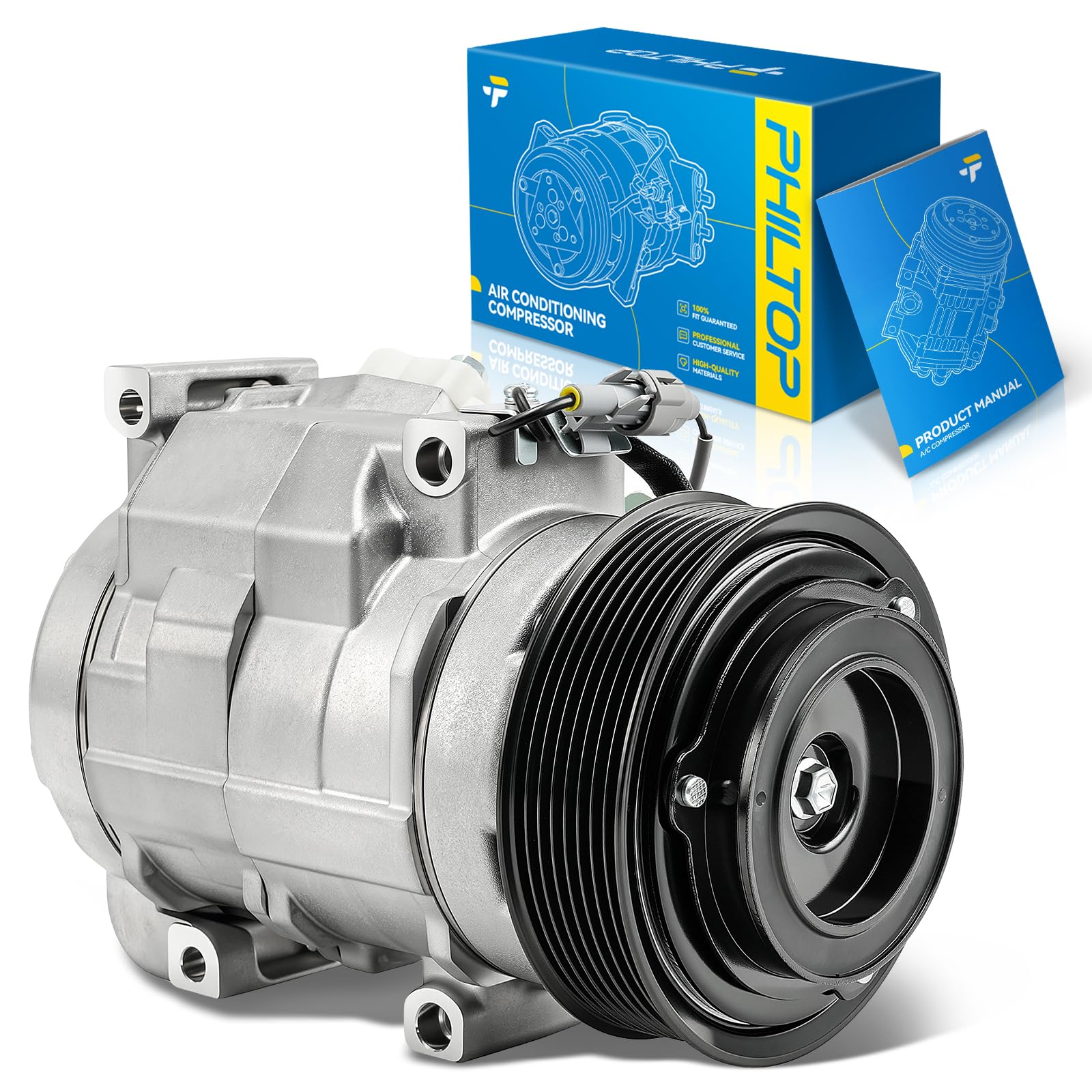 PHILTOP 141012D NEW Air Conditioner AC Compressor with Clutch for Toyota Tundra 2015-2021, 2007-2014 5.7L, 2010-2014 4.6L