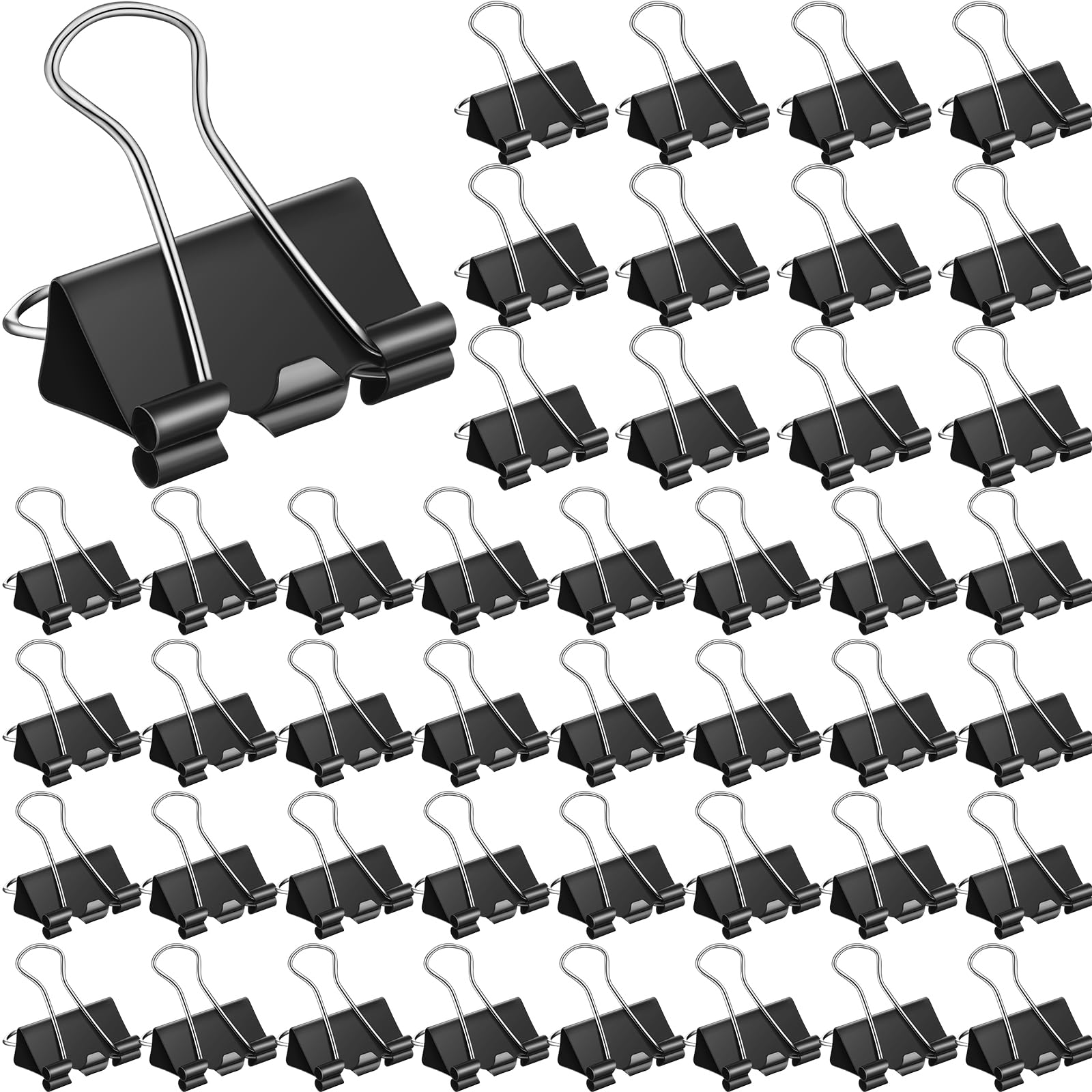 Jetec 100 Pcs Black Binder Clip Paper Clamp Metal Paper Clip, 1 Inch