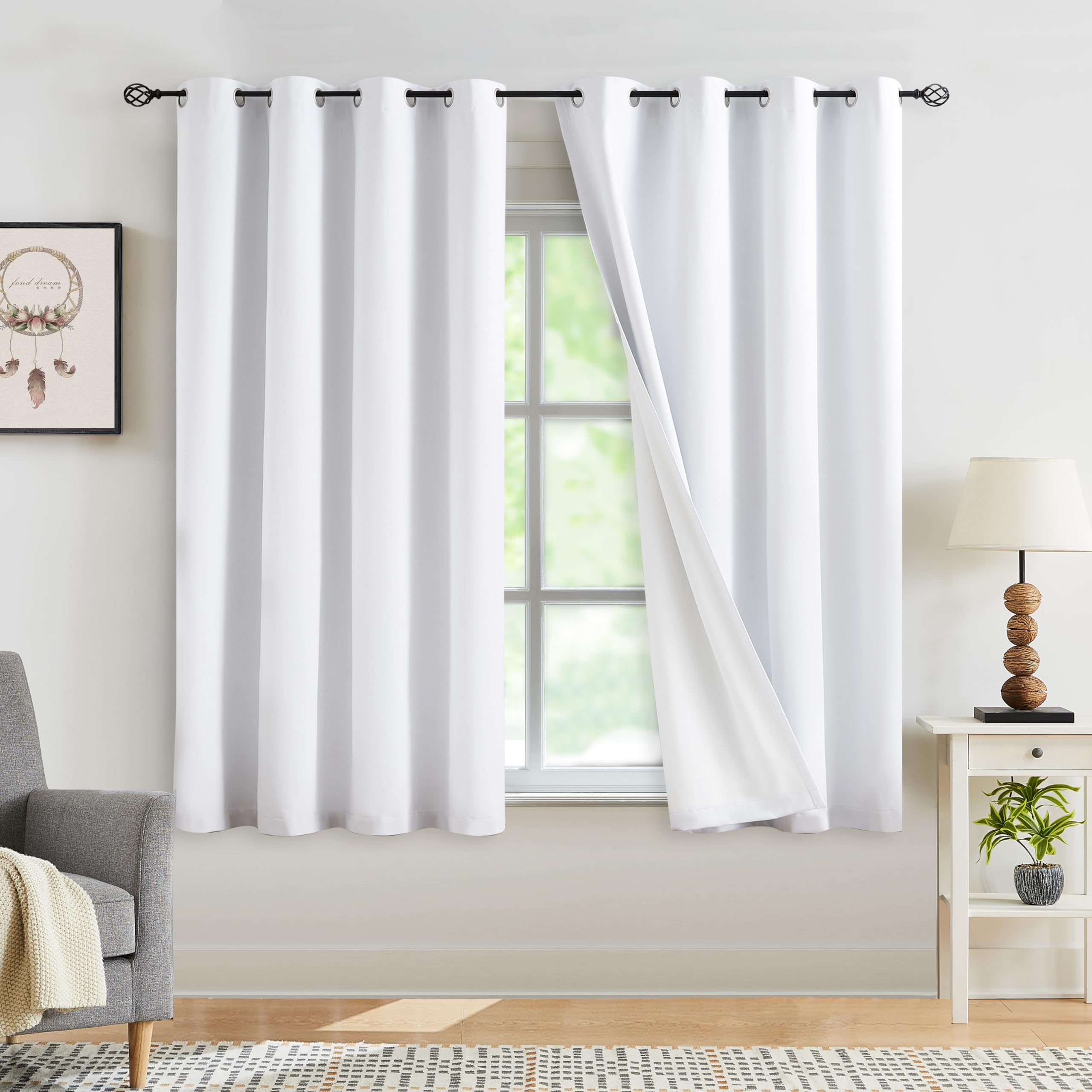 Rideaux occultants lin blanc isolation thermique petite fenêtre Jubilantex 137cm