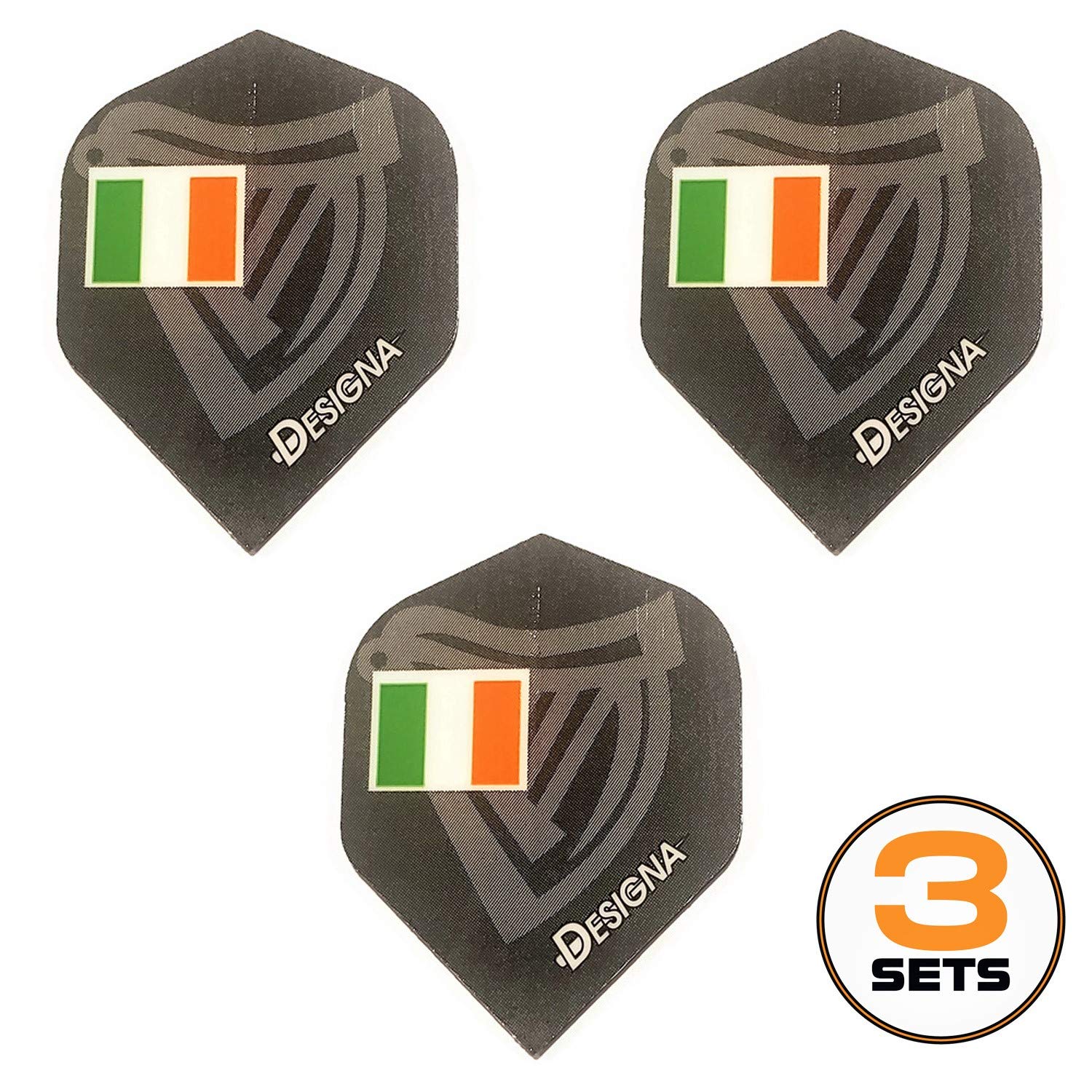 Designa Celtic Ireland Irish Harp Standard Dart Flights, 75 Micron (3 Sets - 9 Flights)