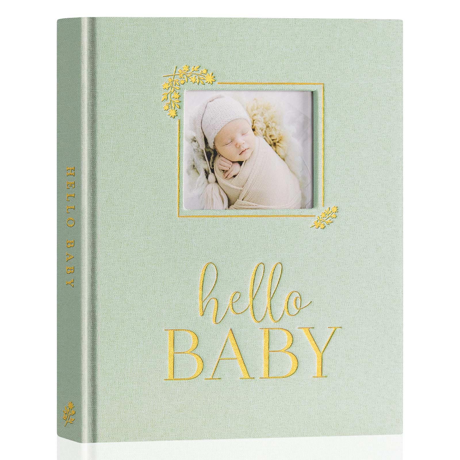Lanpn Baby Memory Book Journal, Newborn First 5 Year Keepsake, Linen Baby Photo Book Memories Keepsake Scrapbook with DIY Window, Baby Milestone Album