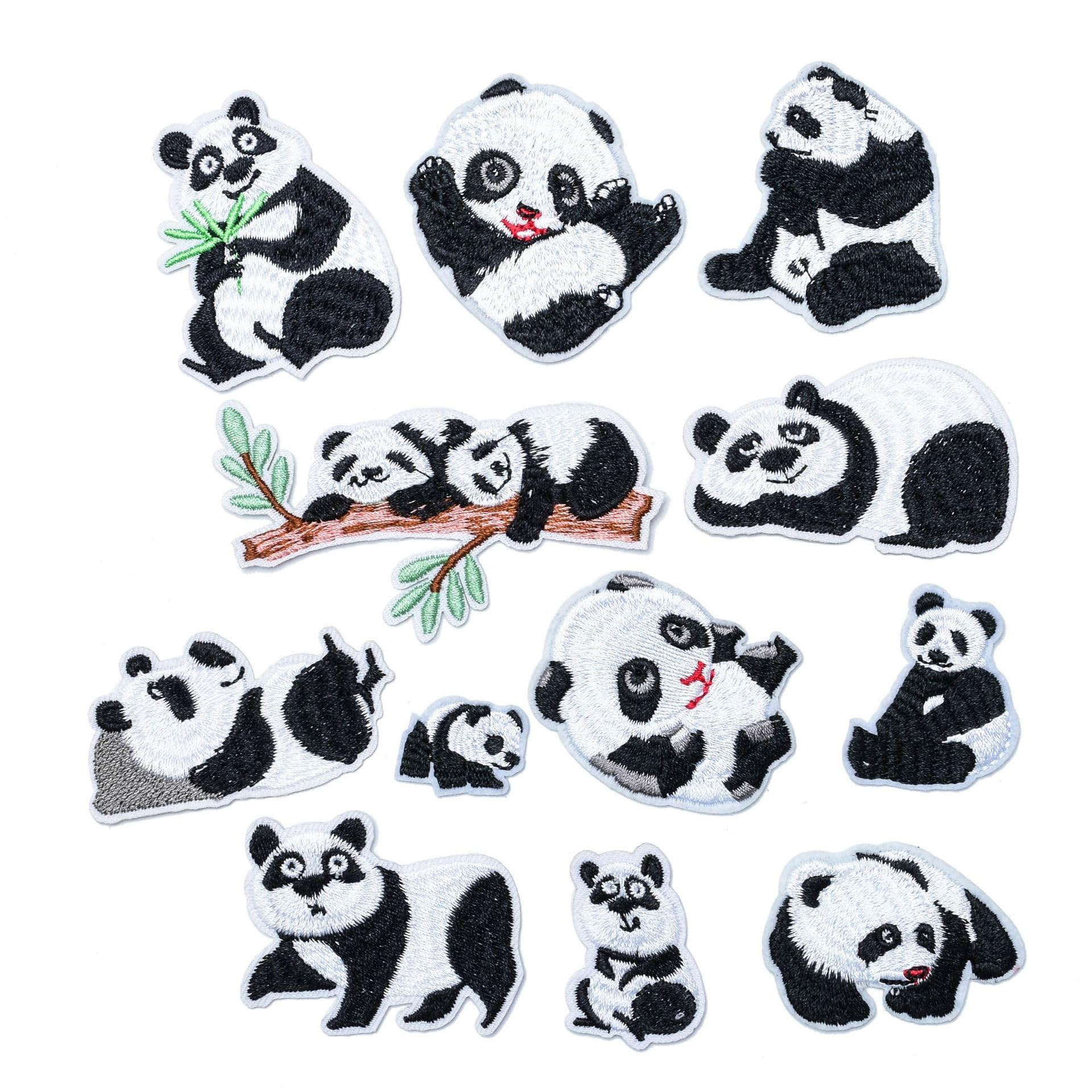 12 Pcs Cloth Stickers Patch, Iron On Patches for Jackets, Creative Craft Activities for Children, Personalized Backpack Accessories, Panda Design