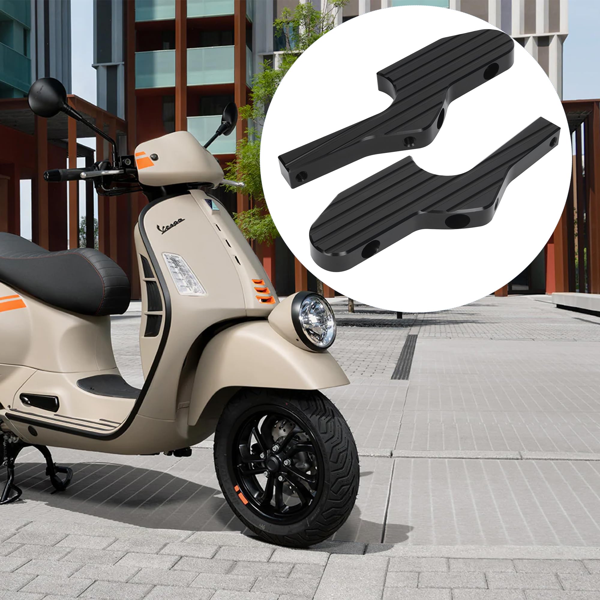 ohbien Motorrad Verlängerte Fußrasten für Vespa, 2 Stück fußrastenverlängerungen Beifahrerfußstütze Fußstütze Zubehör für Vespa GT GTS GTV 60 125 200 250 300, Schwarz