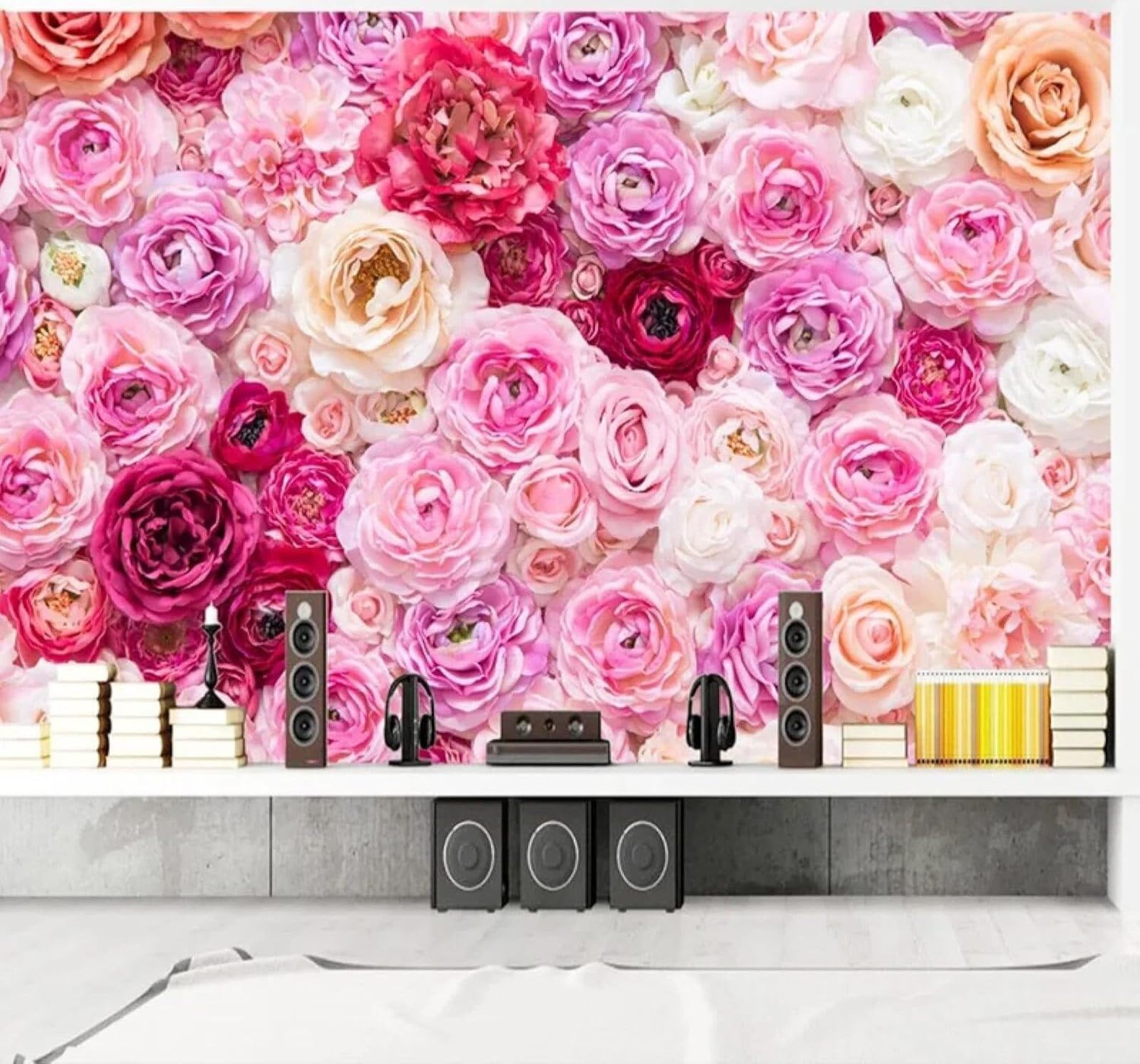 Xlming 200Cm×140Cm(B×H) Three Dimensional Beautiful Romantic Colourful Roses Flowers 3D Wallpaper Luxury Home Dining Decor Paste Sofa Living Room The Wall For Bedroom Mural-200Cm×140Cm