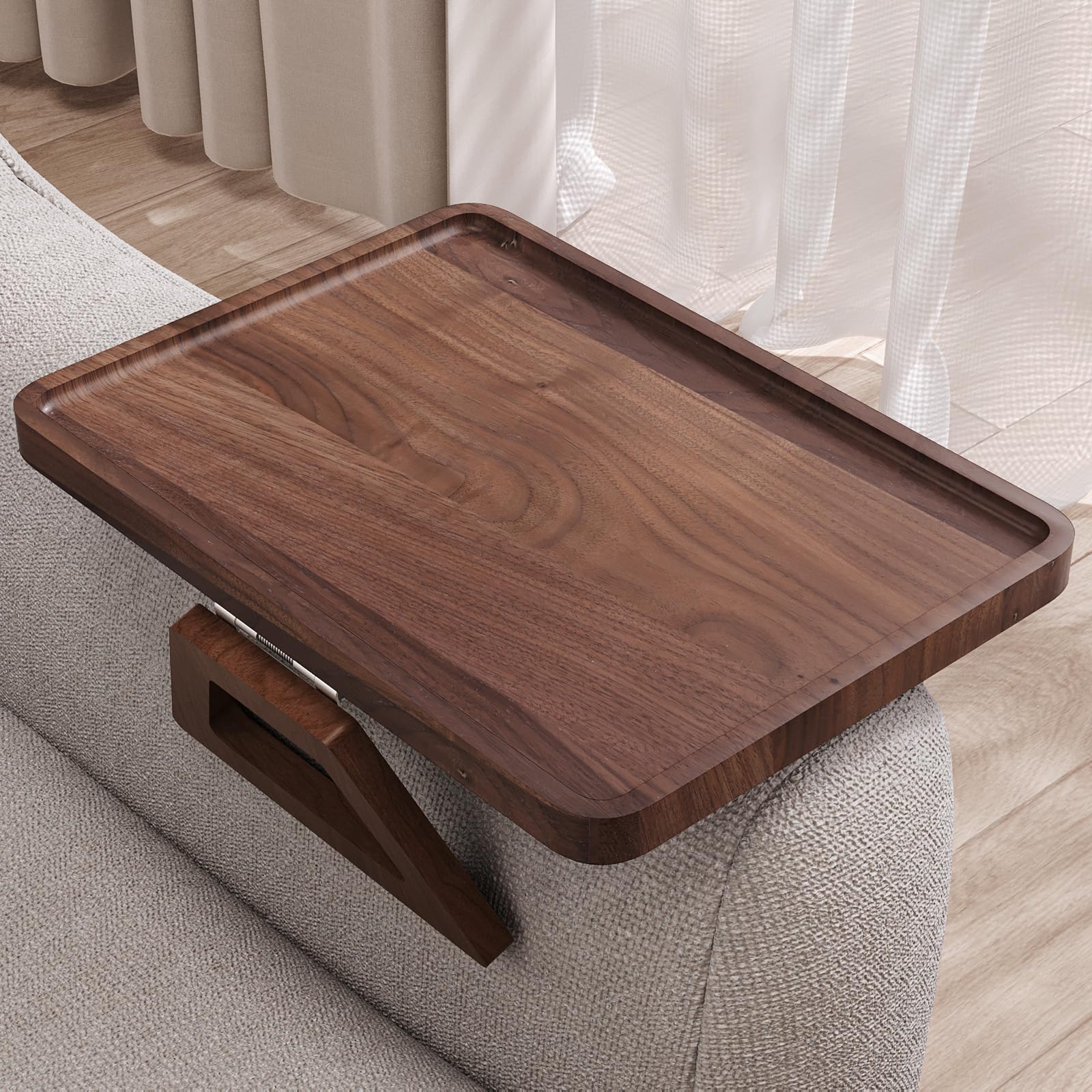 Amazon.com: Danfoxer Walnut Wood Couch Arm Tray,Couch Trays