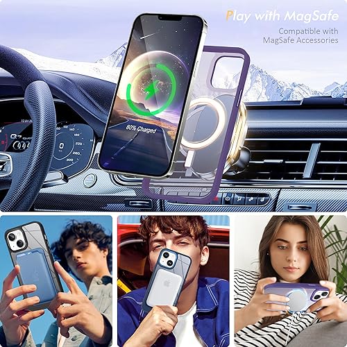 Miniatura 3 de Casewind Funda magnética para iPhone 14 y iPhone 13, probada en caídas de grado militar compatible con MagSafe, funda delgada translúcida mate para