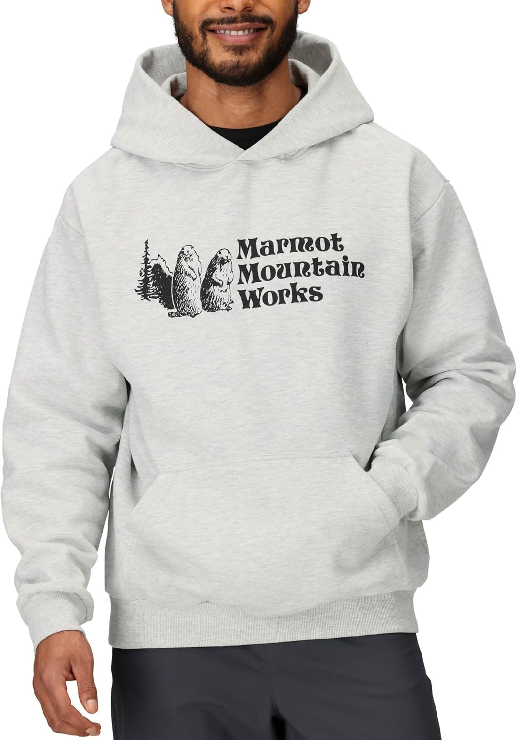MARMOT Men's MMW Hoody - Hooded Sweatshirt with Screen Printed Graphic, Double-Layer Hood and Kangaroo Pocket