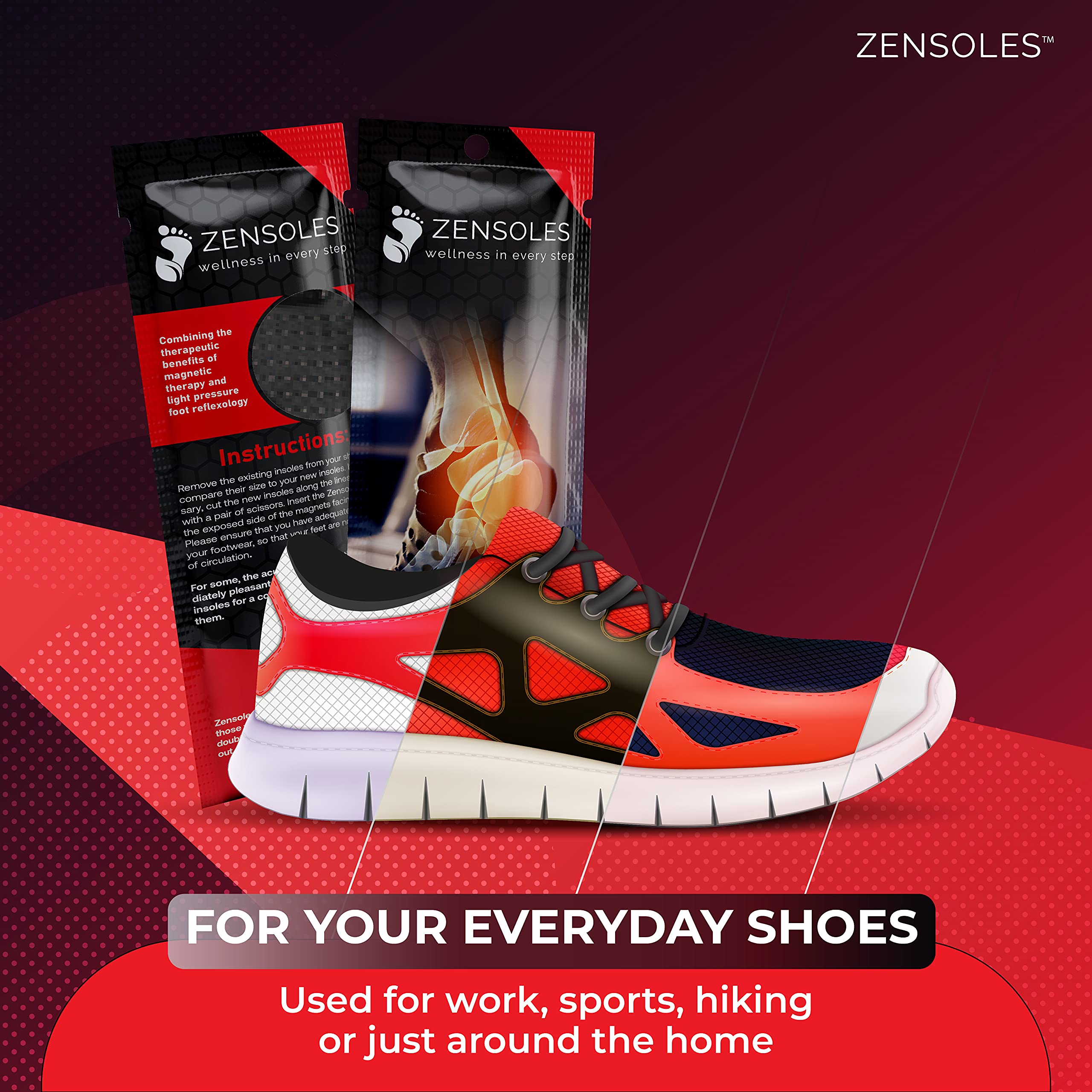 Insoles with Acupressure. Pressure Point Reflexology Shoe